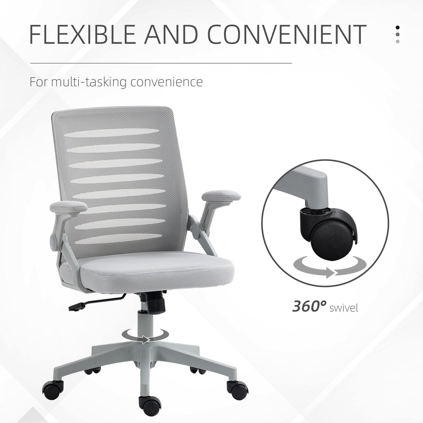 Vinsetto Mesh Office Chair, Swivel Task Computer Chair for Home with Lumbar Support - ALL4U RETAILER LTD