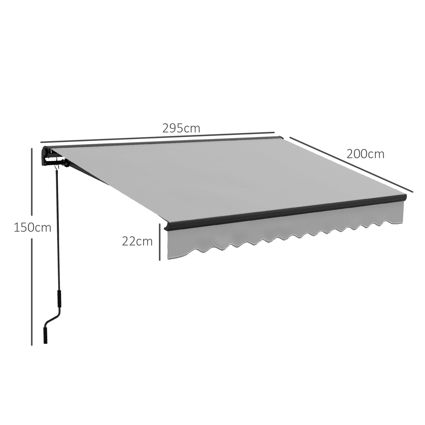 Outsunny 3 x 2m Aluminium Frame Electric Awning Retractable Awning Sun Canopies Patio Door Window Light Grey - ALL4U RETAILER LTD