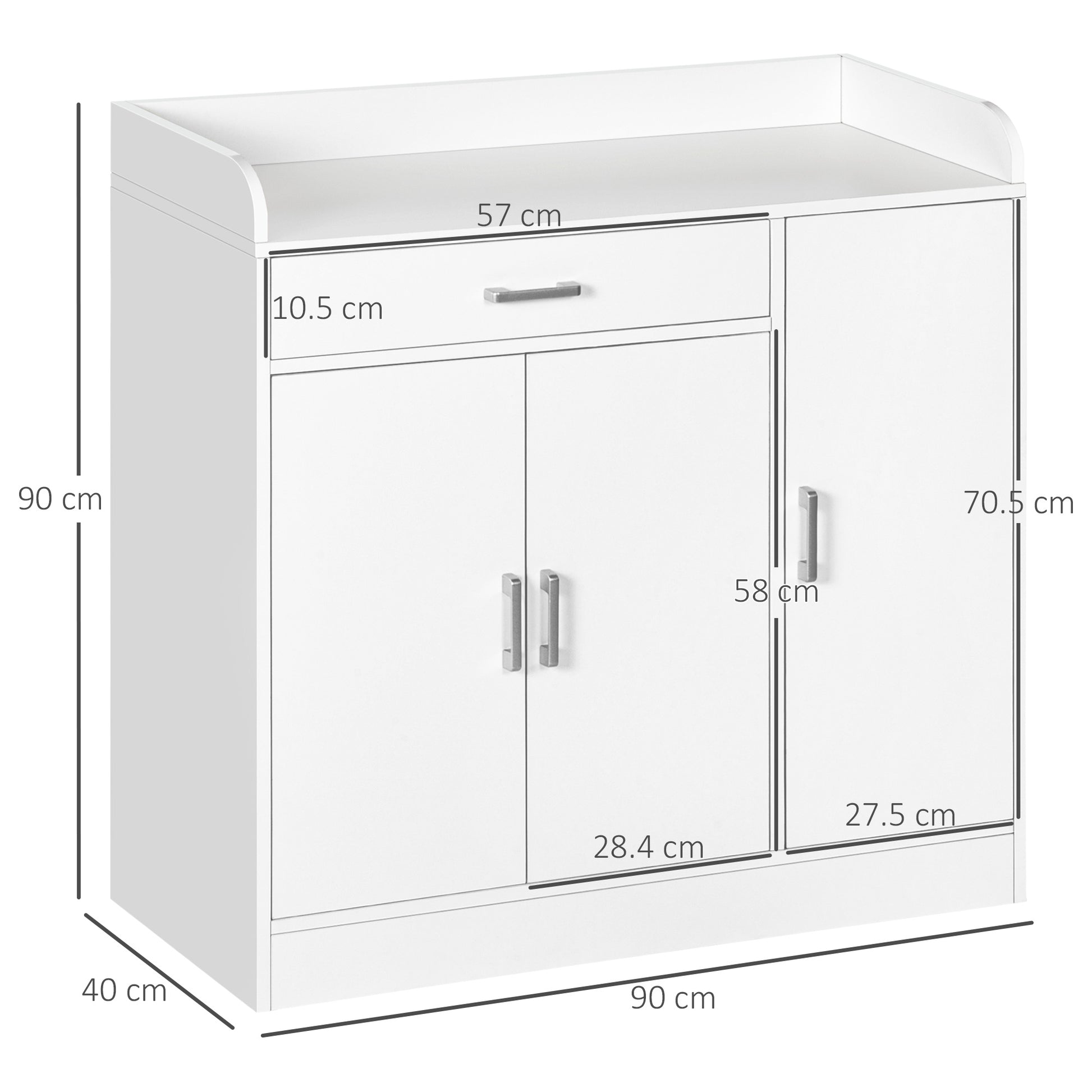 HOMCOM Contemporary White Sideboard with Drawer and Adjustable Storage Shelves for Living Room, Bedroom, or Hallway - ALL4U RETAILER LTD