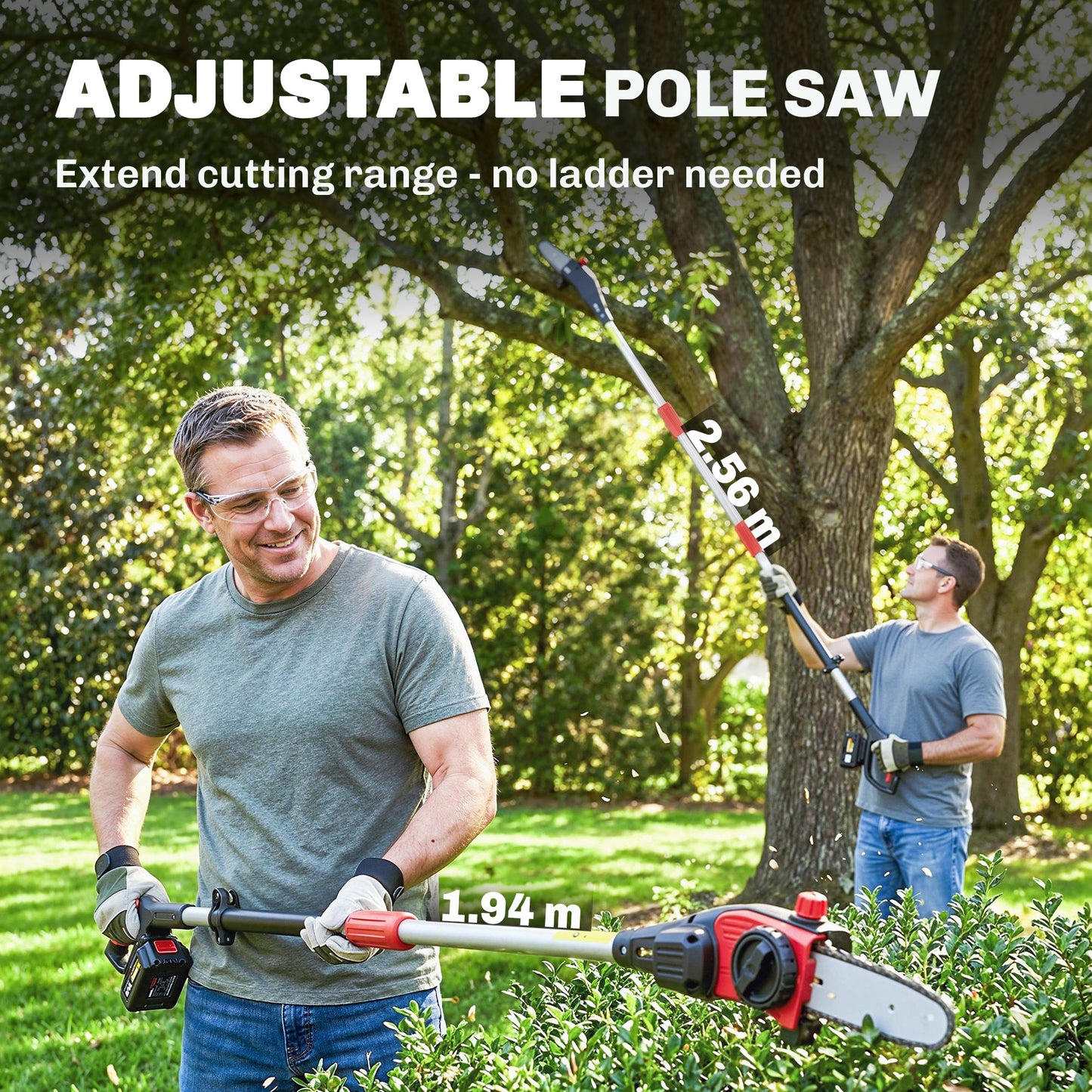 Outsunny 18V 8 Inch Cordless Pole Chainsaw With 2 X 4.0Ah Batteries And Charger And Auto Lubrication Reach 2.56 Meters