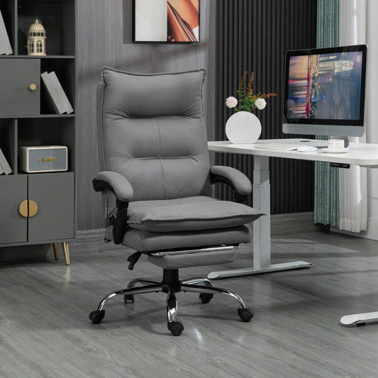 Vinsetto Microfibre Vibration Massage Office Chair with Heat, Footrest, Grey - ALL4U RETAILER LTD