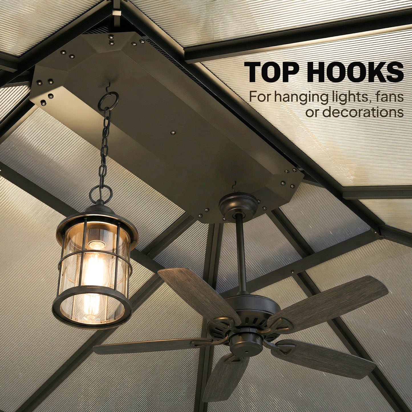 Outsunny 3.6 x 3.0 m Outdoor Hardtop Gazebo With Sides 2 Tier Roof Permanent Pavilion Garden Metal Dark Grey