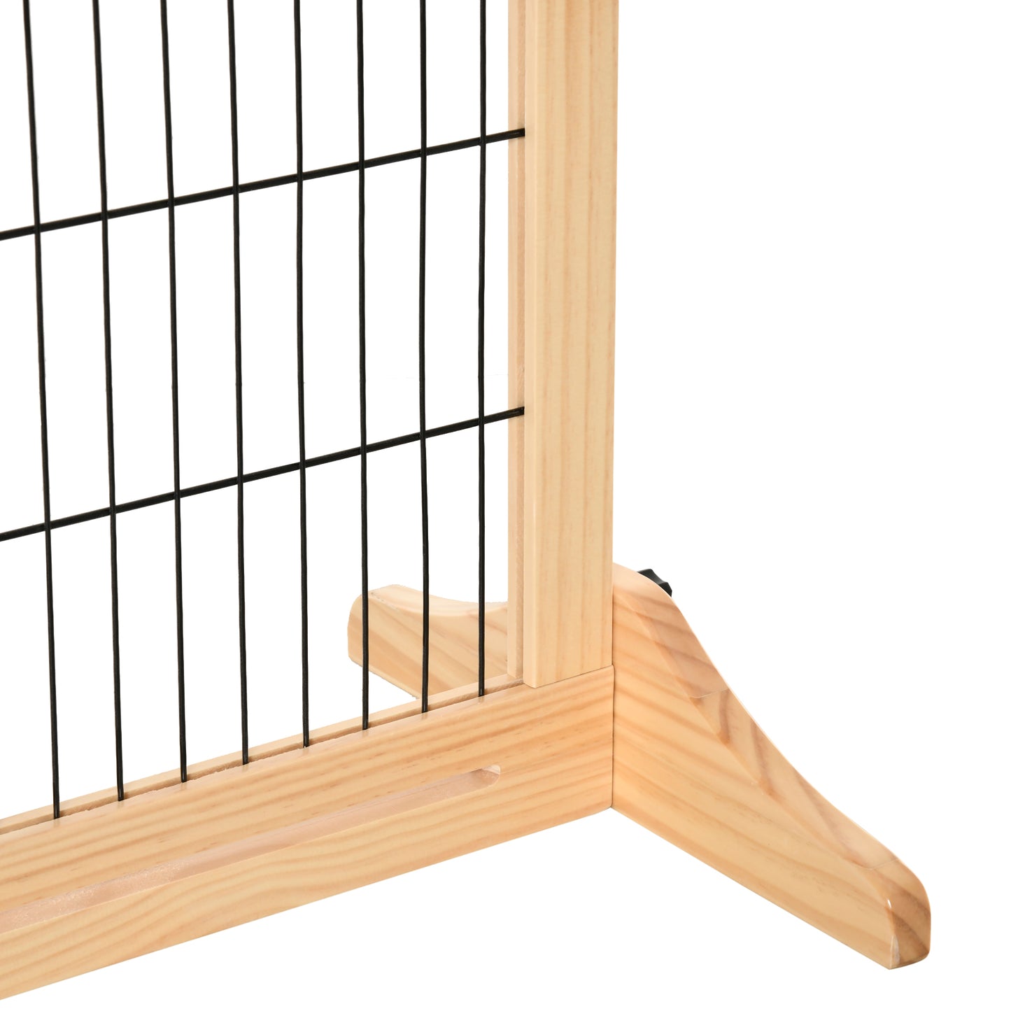 PawHut Freestanding Adjustable Wooden Pet Barrier Gate for Doorways and Hallways, Natural Finish, 69H x 104-183 cm - ALL4U RETAILER LTD