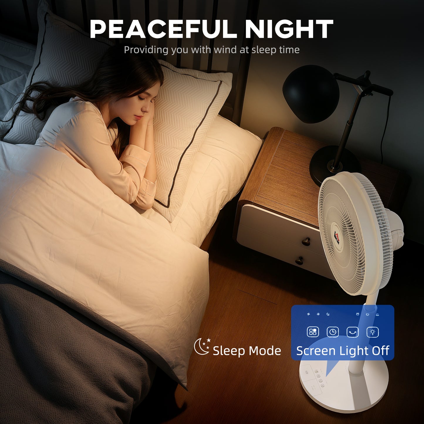 HOMCOM Pedestal Fan With Oscillation And Tilt Adjustable Height DC Motor Remote 12 Speeds Sleep Mode White