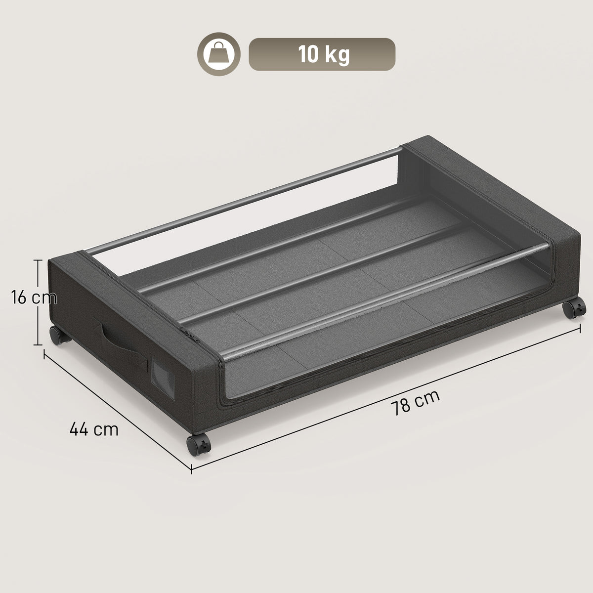 Wheeled Under Bed Storage Drawers Pack Of 2 40L Capacity With Clear Lids