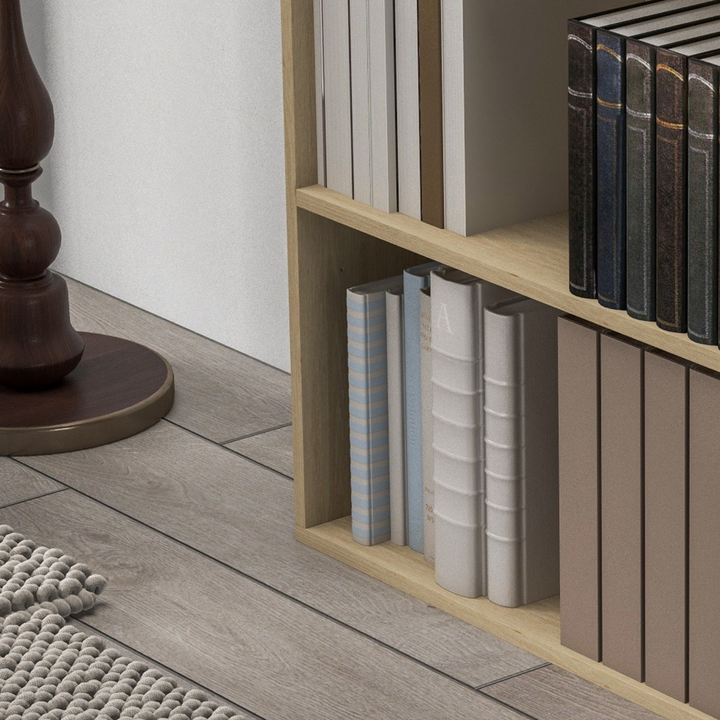 HOMCOM 2 Tier Bookshelf with Adjustable Shelf 2 Compartments for Home Office Living Room Study Natural Finish