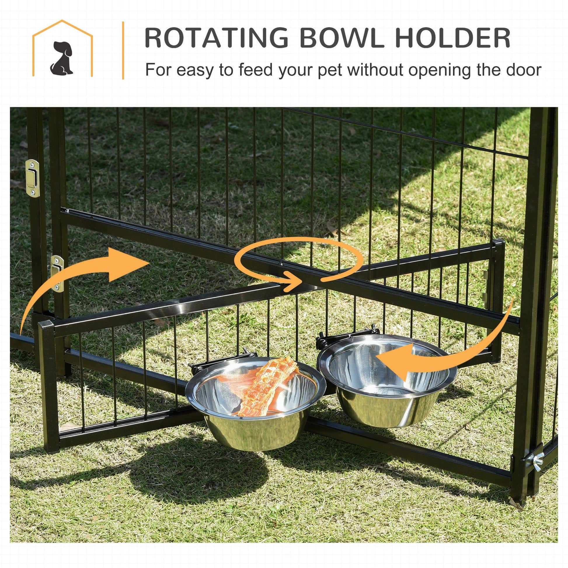 PawHut 141x141x151cm Outdoor Puppy Playpen with Canopy and Rotating Bowl - ALL4U RETAILER LTD