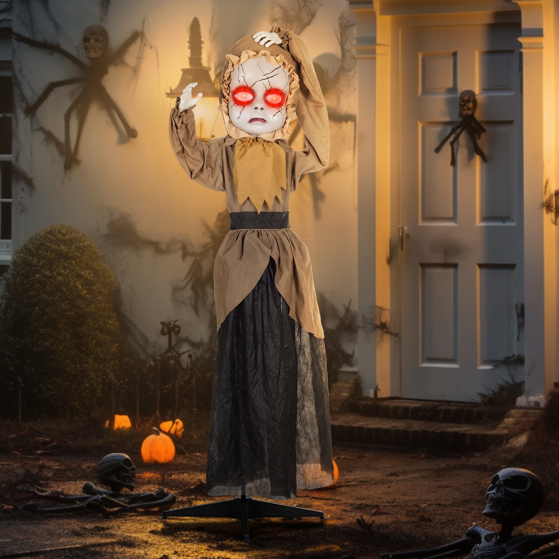 HOMCOM Haunting 63" Animated Halloween Doll with Sound Activation and Glowing Eyes for Chilling Outdoor Decor - ALL4U RETAILER LTD