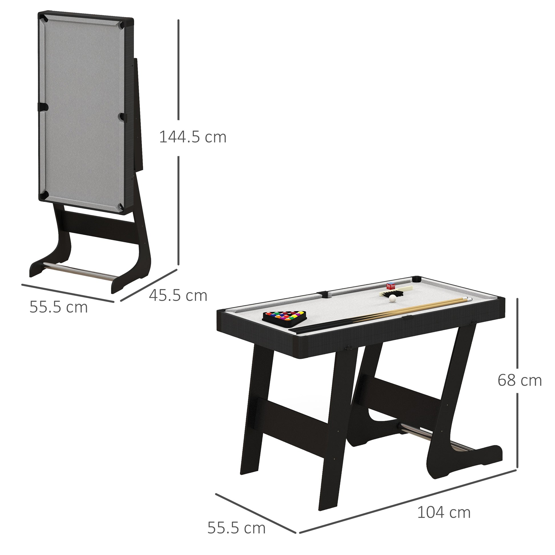 HOMCOM Compact 3.5ft Folding Snooker and Pool Table Set with Accessories - Grey - ALL4U RETAILER LTD