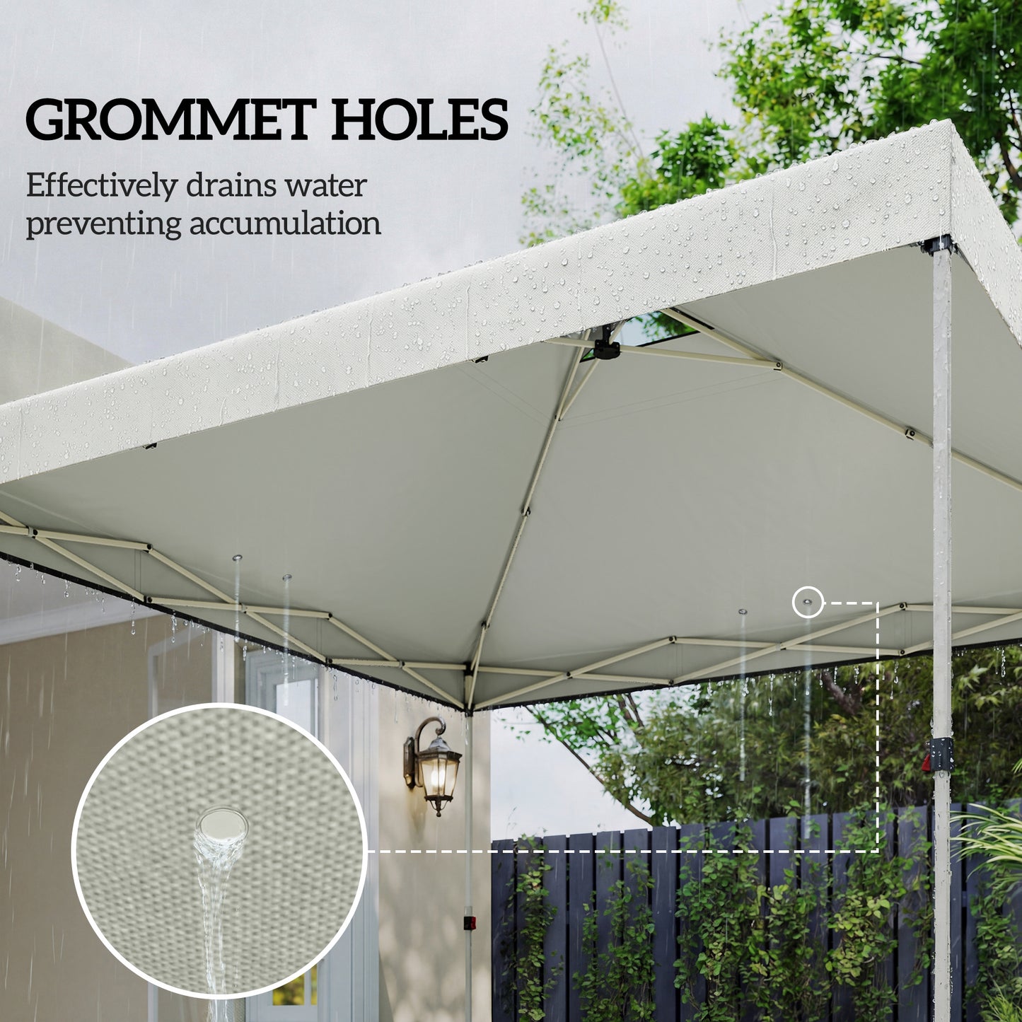 Outsunny Gazebo Roof Replacement UV50 Plus Waterproof Pop Up Canopy Cover With 8 Drainage Holes 3 X 3 M White