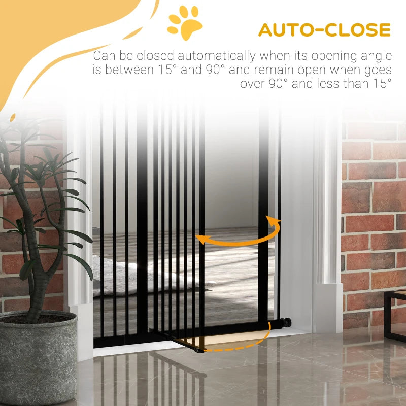 PawHut Pressure Fit Dog Stair Gate No Drilling Safety Gate Auto Close - Adjustable 74-94cm, 94cm Tall, Black - Ideal for Doorways and Hallways - ALL4U RETAILER LTD