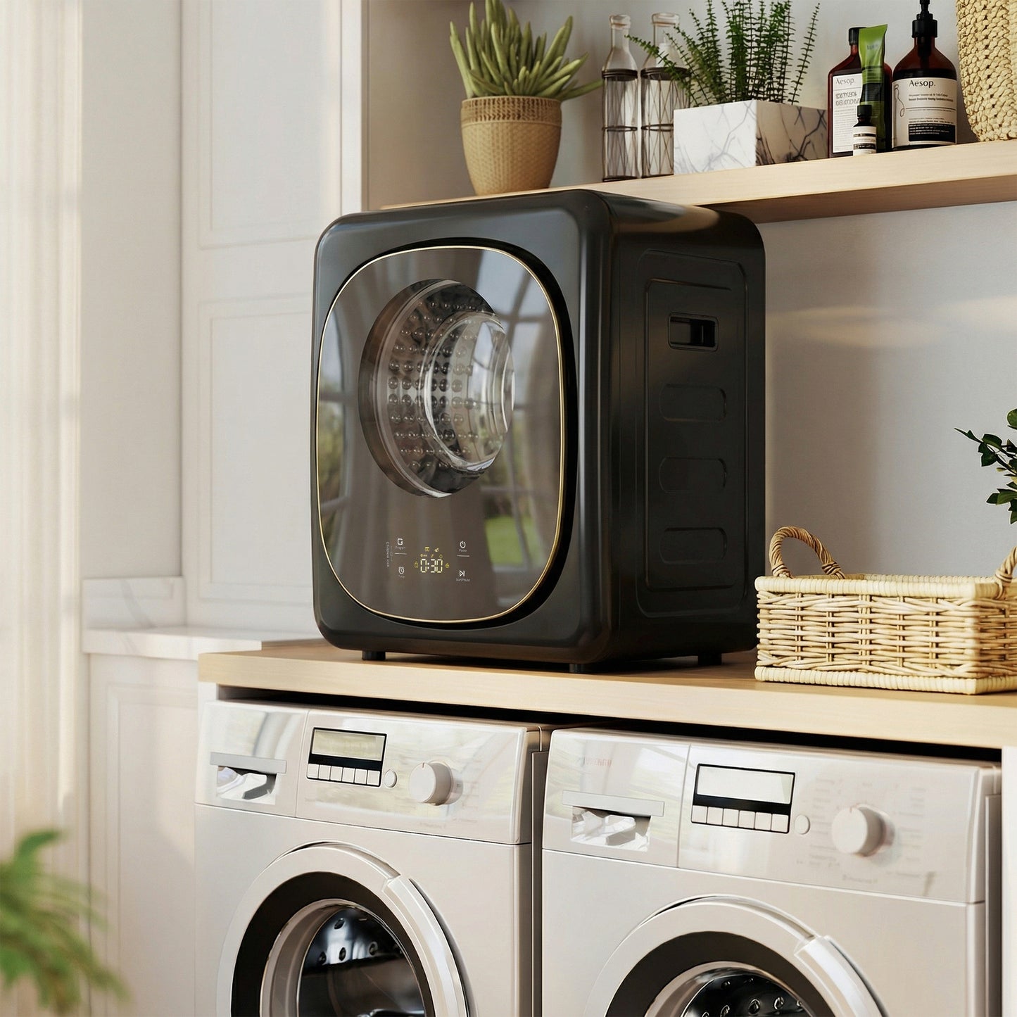 HOMCOM 4kg Vented Tumble Dryer 800W 5 Drying Modes Compact Freestanding Front Tumble Dryer Black