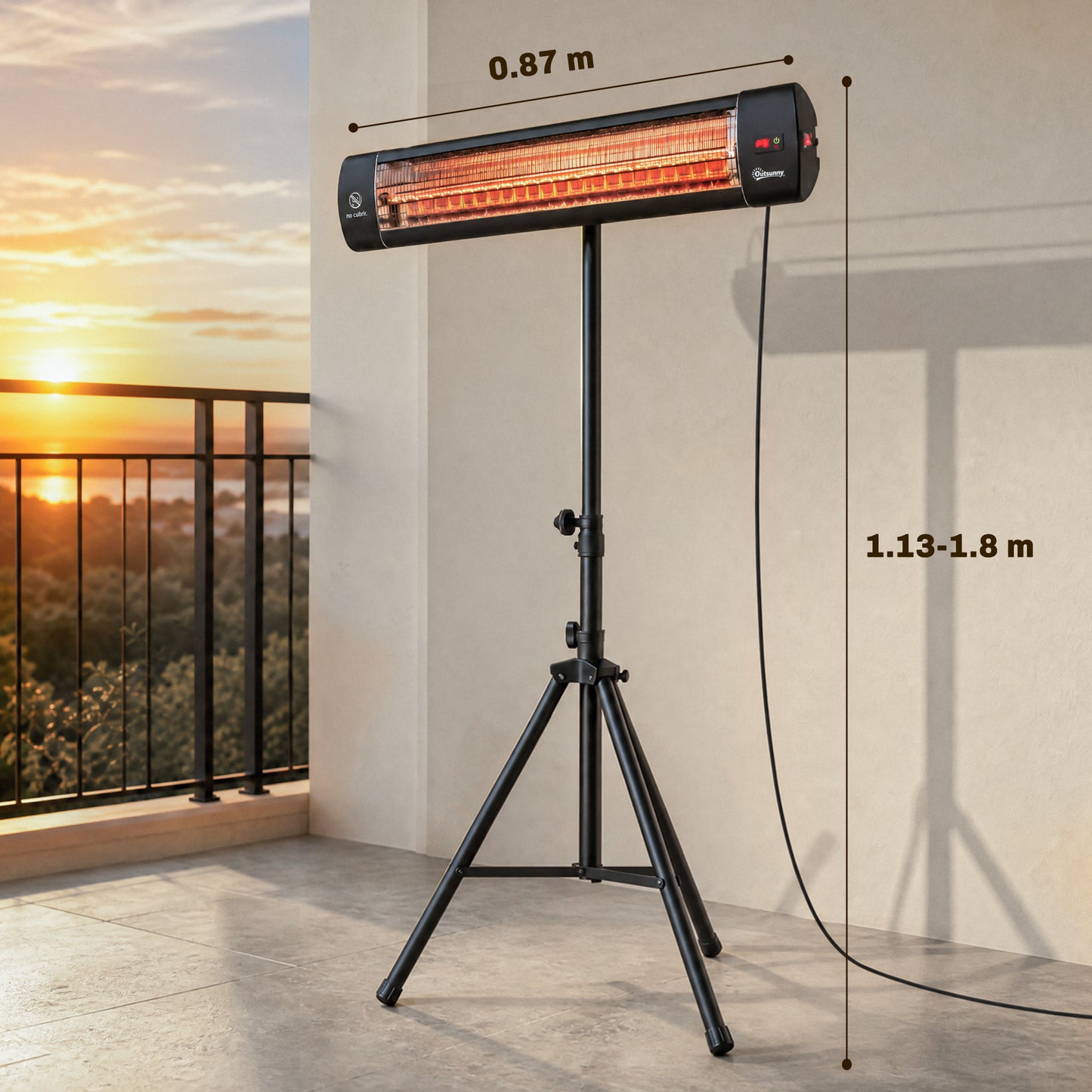 Outsunny 2500W Electric Infrared Patio Heater With Remote Black
