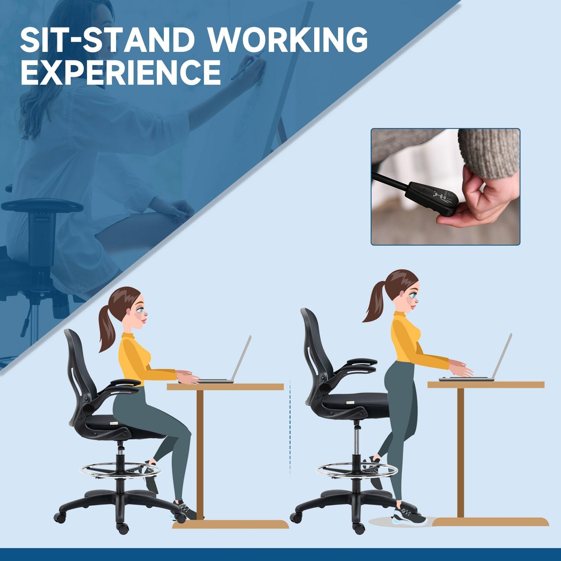 Vinsetto Adjustable Standing Chair: Comfort & Style - ALL4U RETAILER LTD