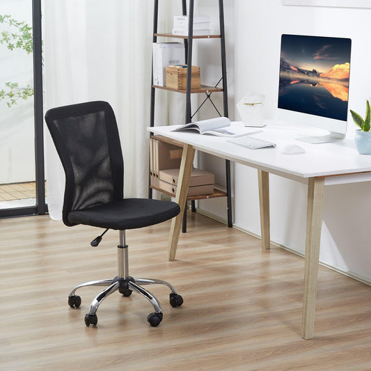 Vinsetto Armless Office Chair - Ergonomic & Adjustable (Black) - ALL4U RETAILER LTD