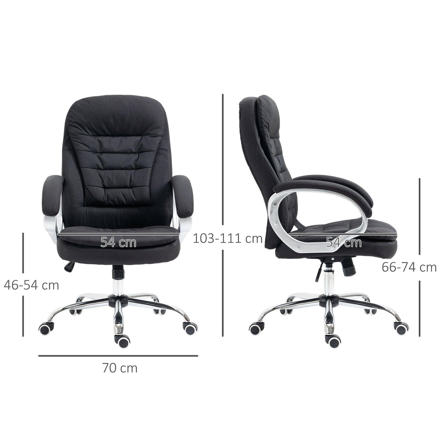 Vinsetto Armrest Office Chair: Swivel, Linen, Black - ALL4U RETAILER LTD