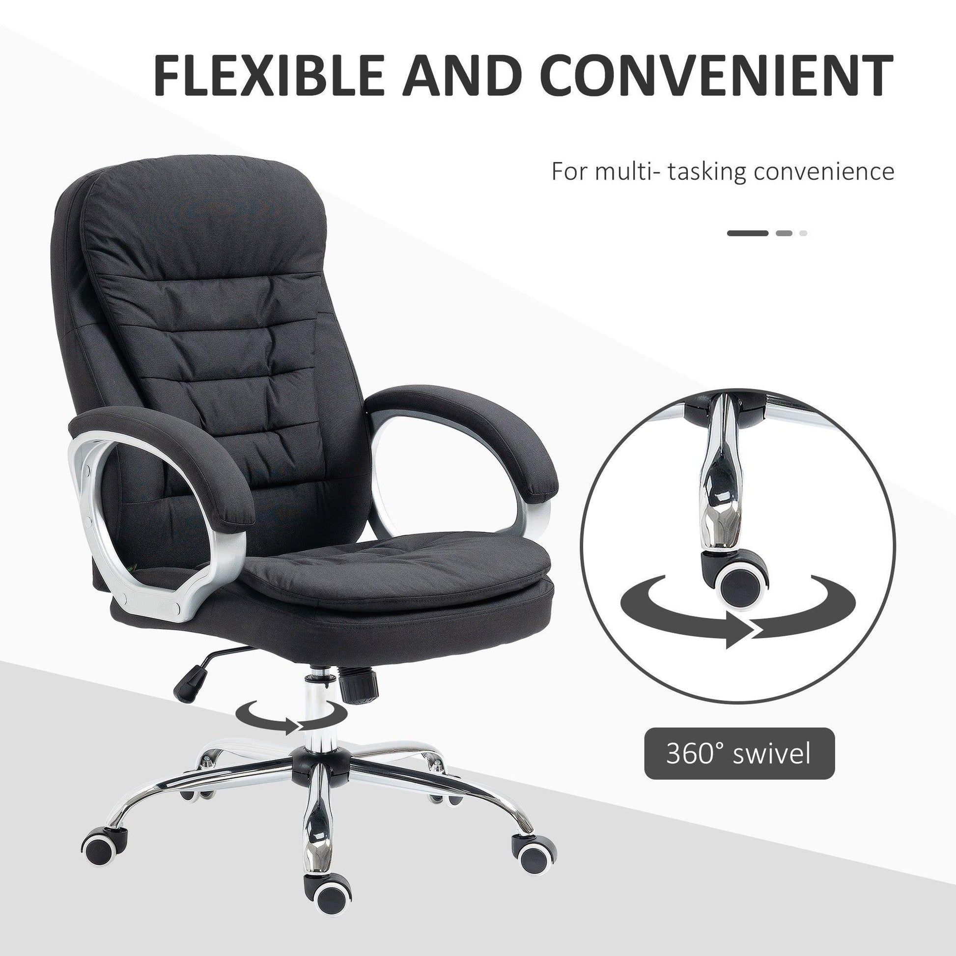 Vinsetto Armrest Office Chair: Swivel, Linen, Black - ALL4U RETAILER LTD