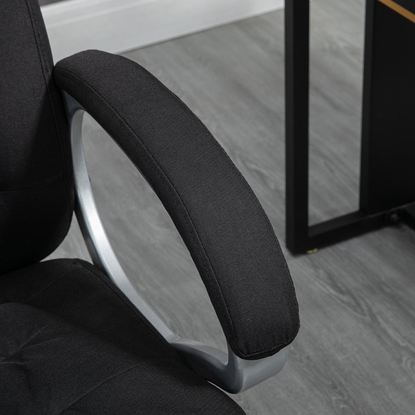 Vinsetto Armrest Office Chair: Swivel, Linen, Black - ALL4U RETAILER LTD