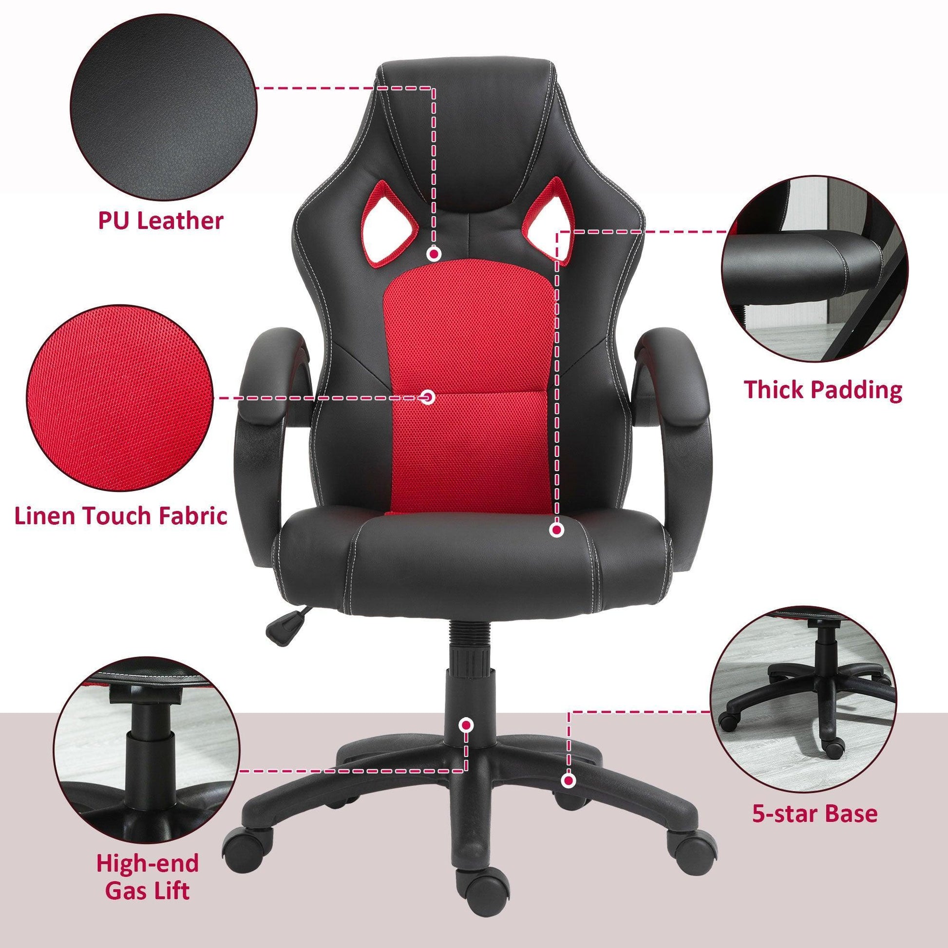 Vinsetto Black Swivel Office Chair - Ergonomic Design - ALL4U RETAILER LTD