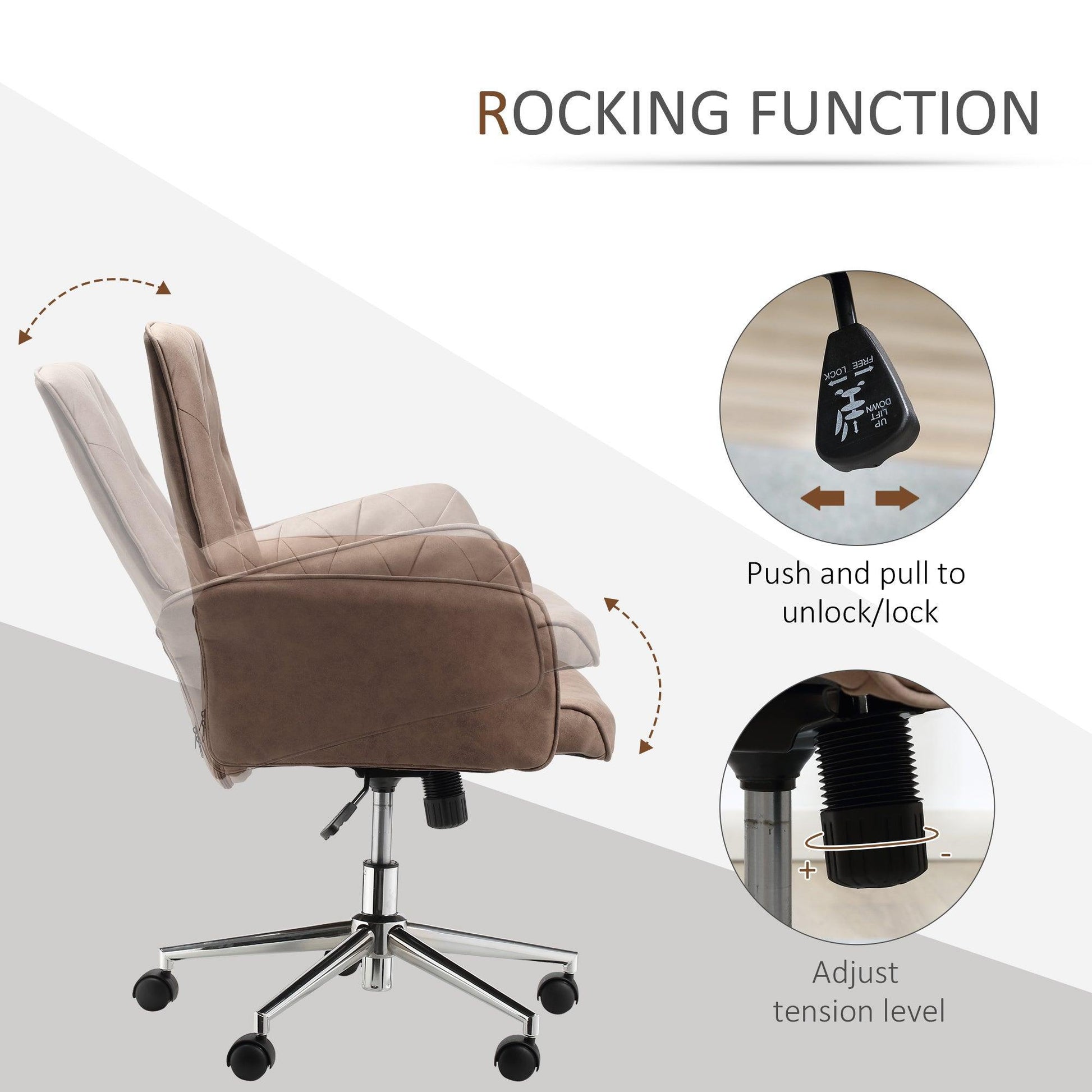 Vinsetto Brown Micro Fibre Office Chair - ALL4U RETAILER LTD