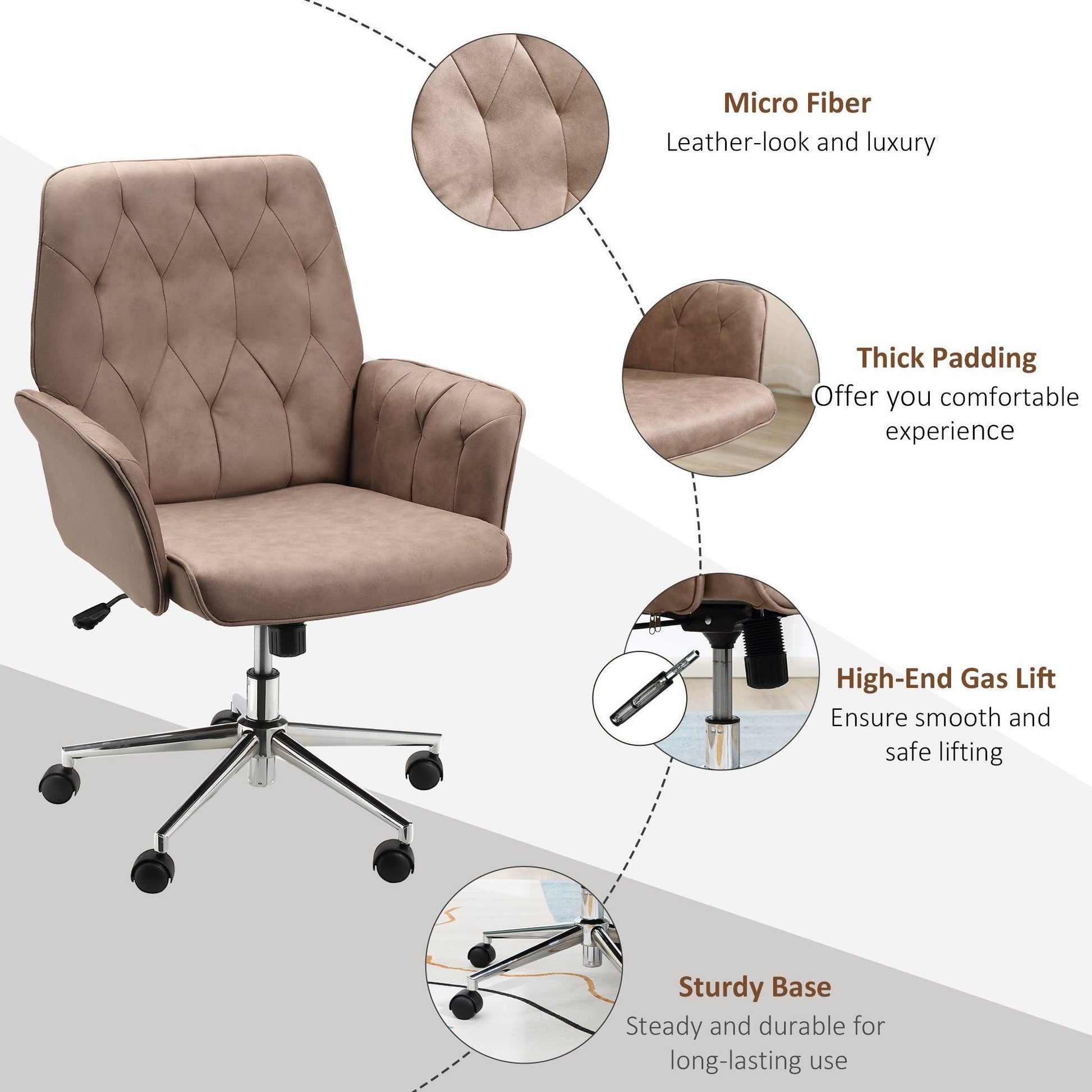 Vinsetto Brown Micro Fibre Office Chair - ALL4U RETAILER LTD