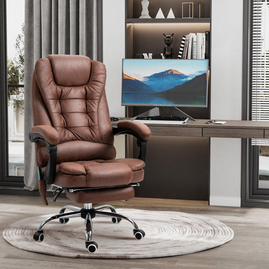 Vinsetto Ergo Massage Chair with Footrest - Brown - ALL4U RETAILER LTD