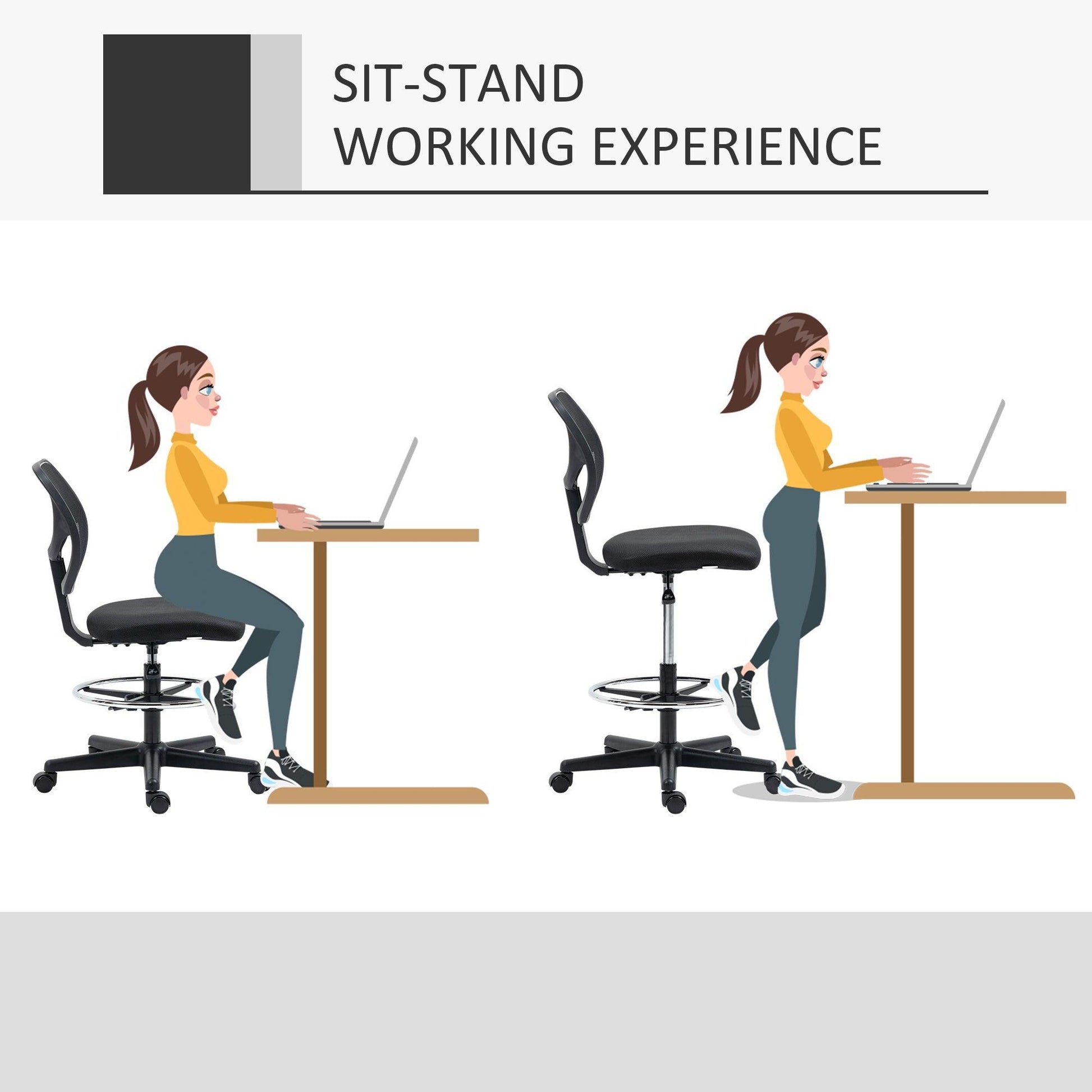 Vinsetto ErgoMesh Standing Desk Chair: Adjustable & Comfy - ALL4U RETAILER LTD