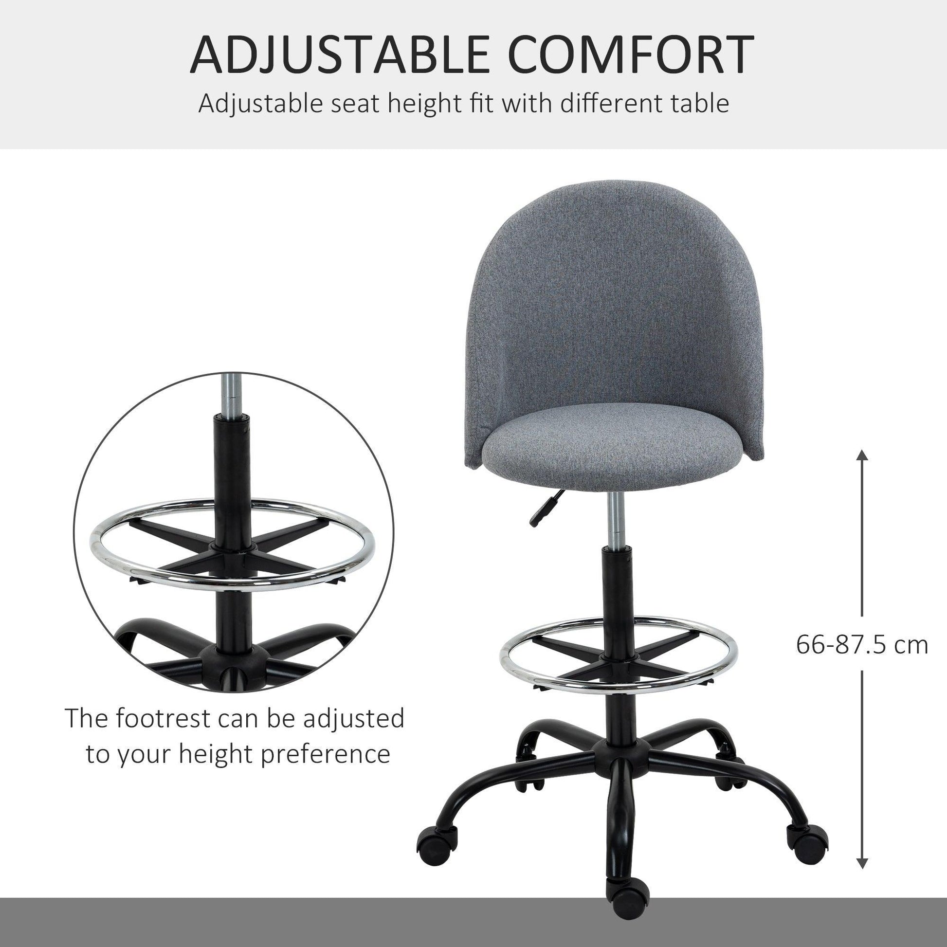 Vinsetto Ergonomic Drafting Chair: Adjustable & Comfortable - ALL4U RETAILER LTD