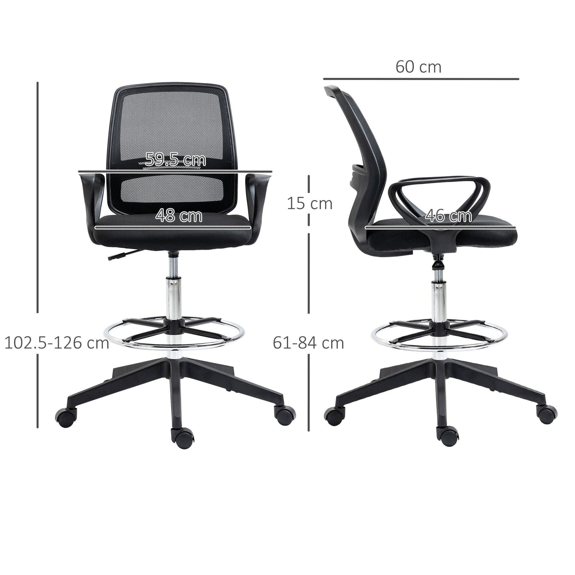 Vinsetto Ergonomic Drafting Chair: Adjustable Height, Footrest - ALL4U RETAILER LTD