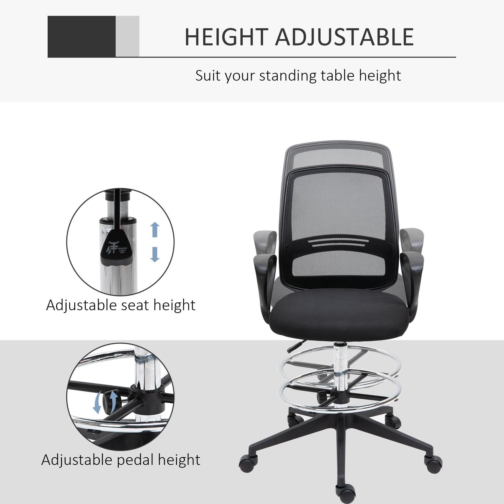 Vinsetto Ergonomic Drafting Chair: Adjustable Height, Footrest - ALL4U RETAILER LTD