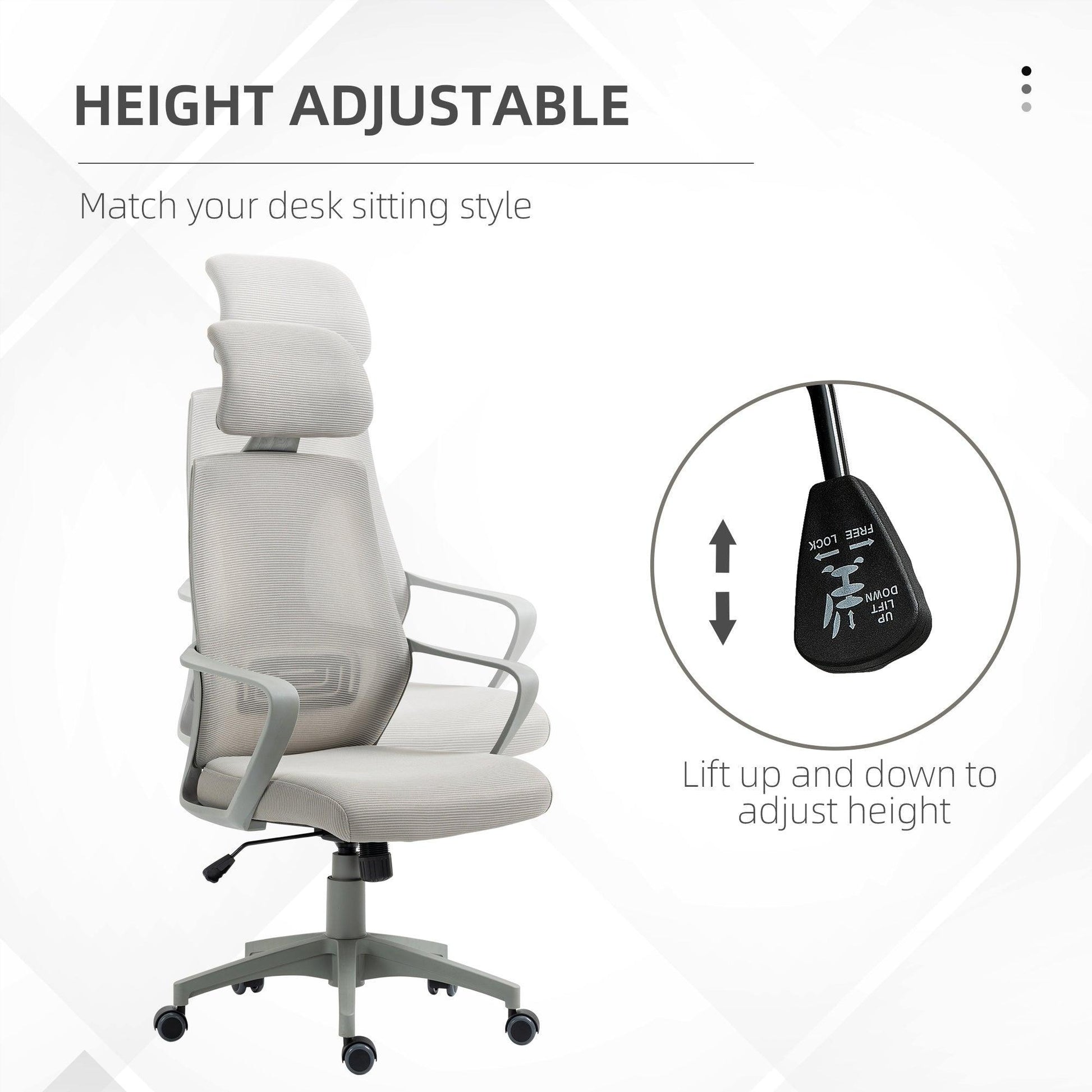 Vinsetto Ergonomic Grey Mesh Office Chair - ALL4U RETAILER LTD