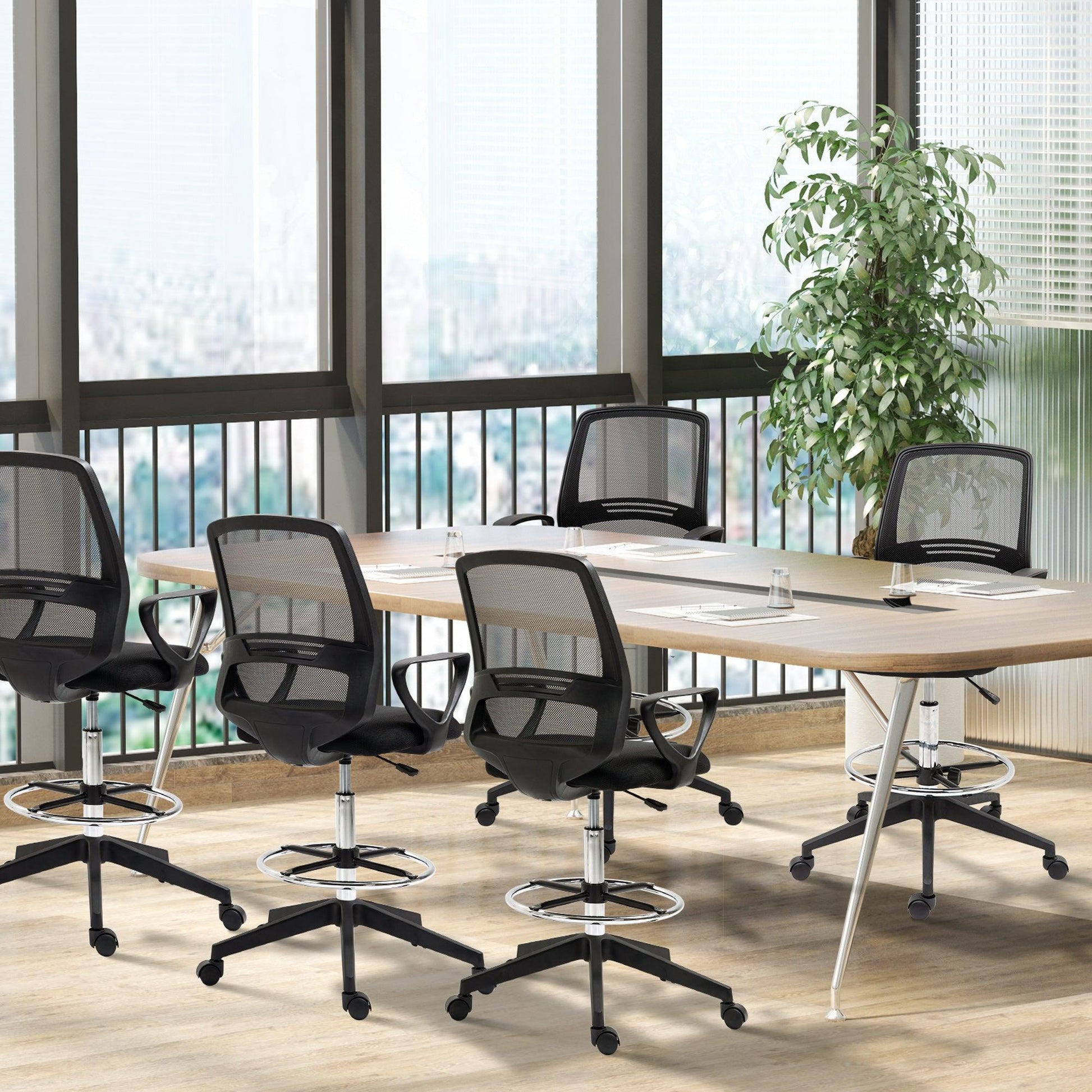 Vinsetto Ergonomic Mesh Tall Office Chair with Footrest - Set of 5 - ALL4U RETAILER LTD