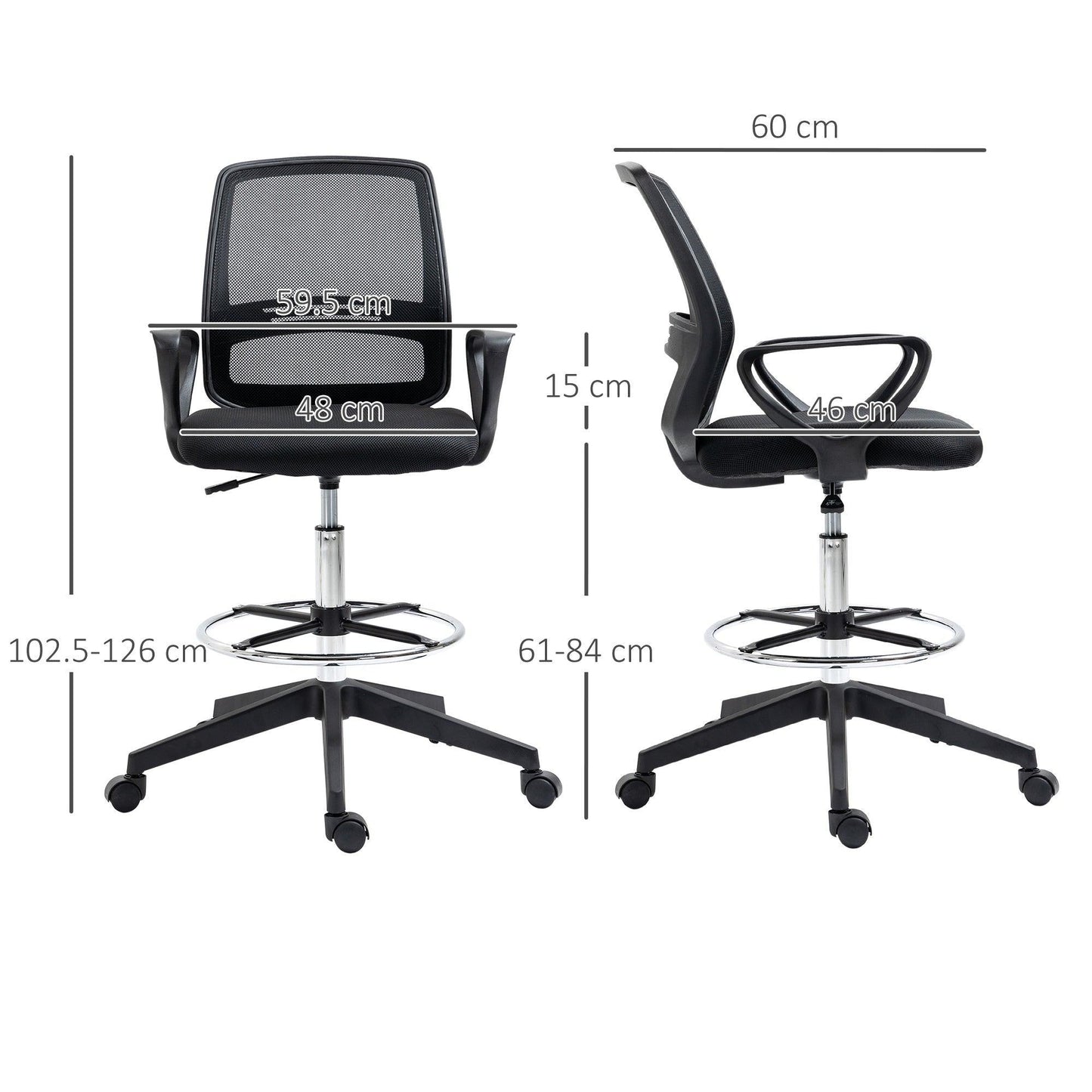 Vinsetto Ergonomic Mesh Tall Office Chair with Footrest - Set of 5 - ALL4U RETAILER LTD