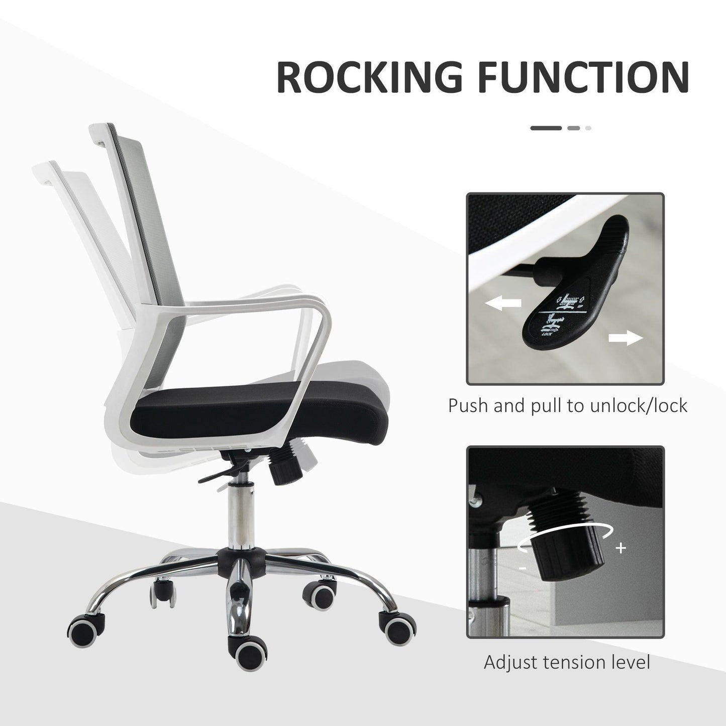 Vinsetto Ergonomic Office Chair with Adjustable Height - ALL4U RETAILER LTD