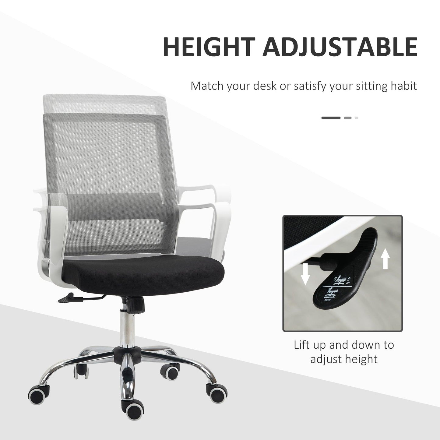 Vinsetto Ergonomic Office Chair with Adjustable Height - ALL4U RETAILER LTD