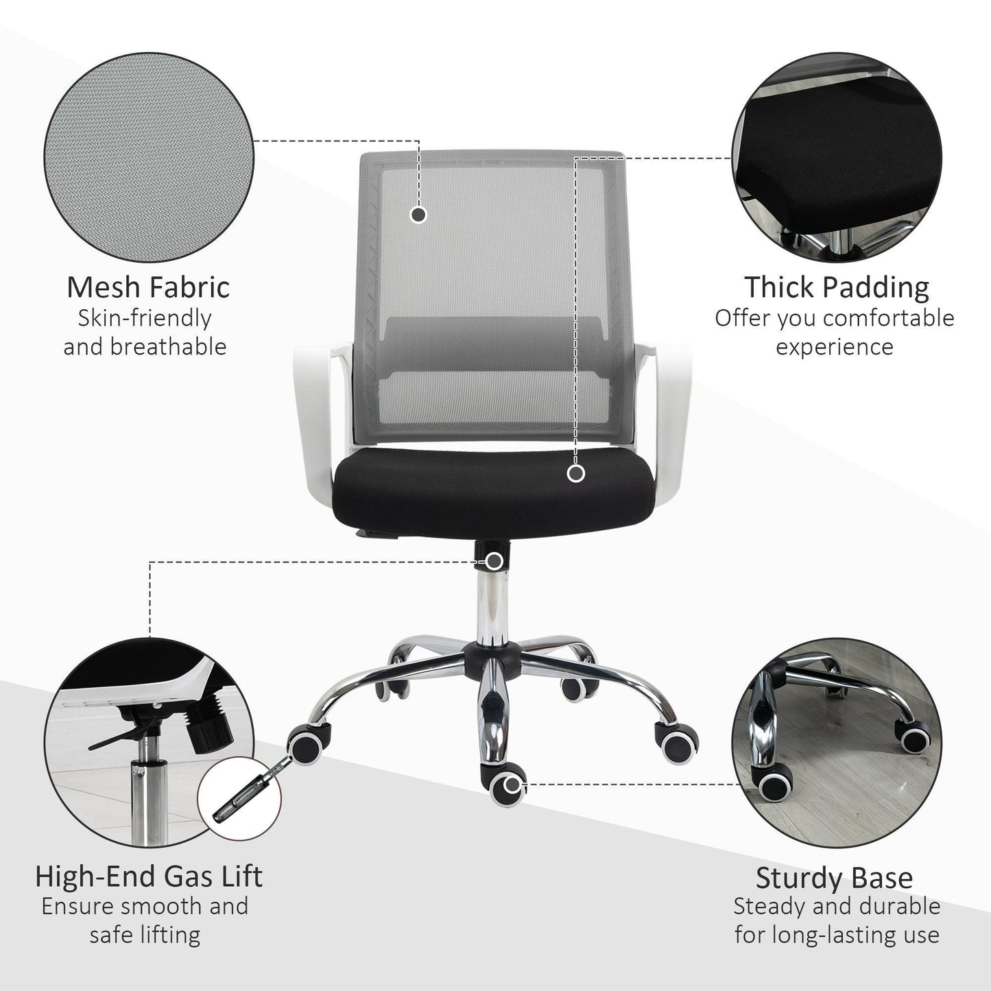 Vinsetto Ergonomic Office Chair with Adjustable Height - ALL4U RETAILER LTD