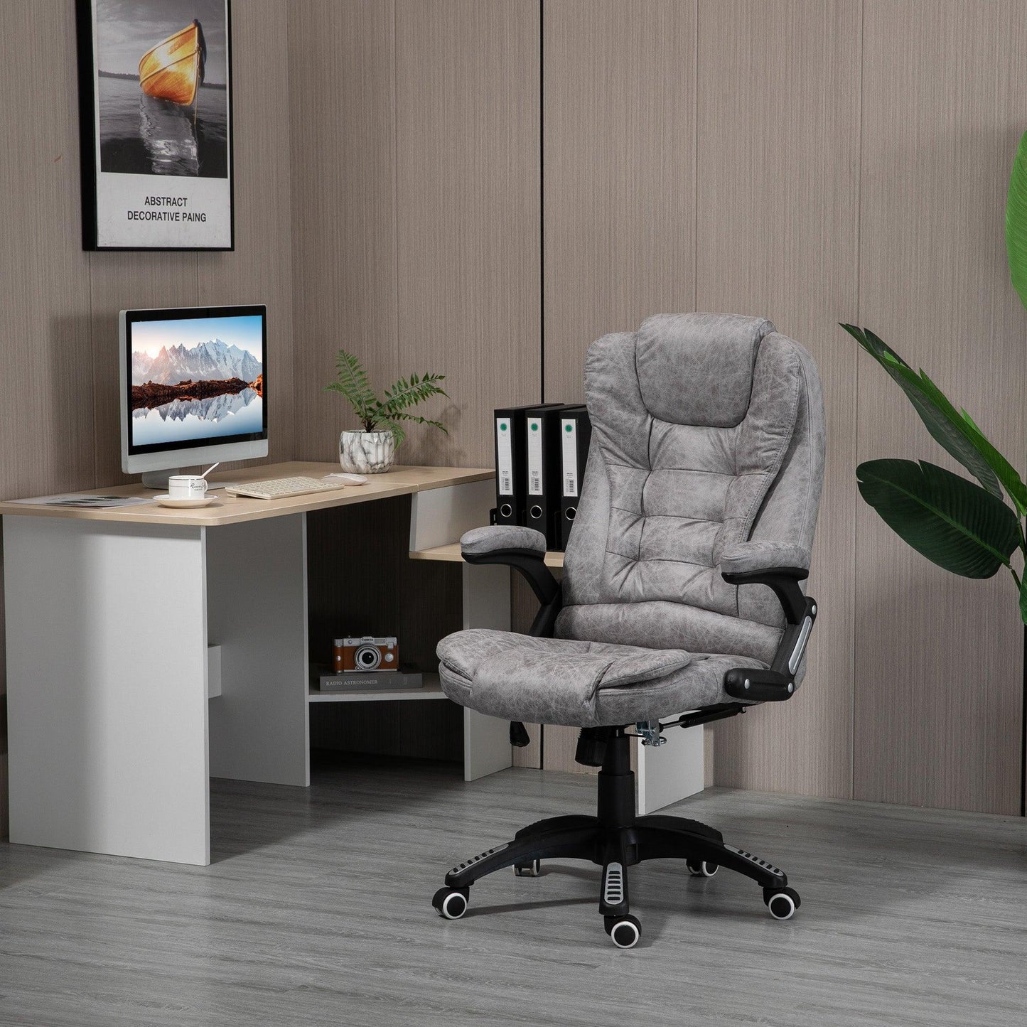 Vinsetto Ergonomic Office Chair with Armrests, Grey - ALL4U RETAILER LTD