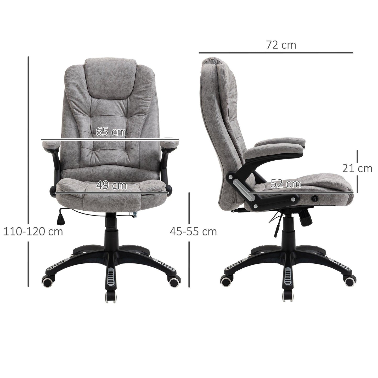 Vinsetto Ergonomic Office Chair with Armrests, Grey - ALL4U RETAILER LTD