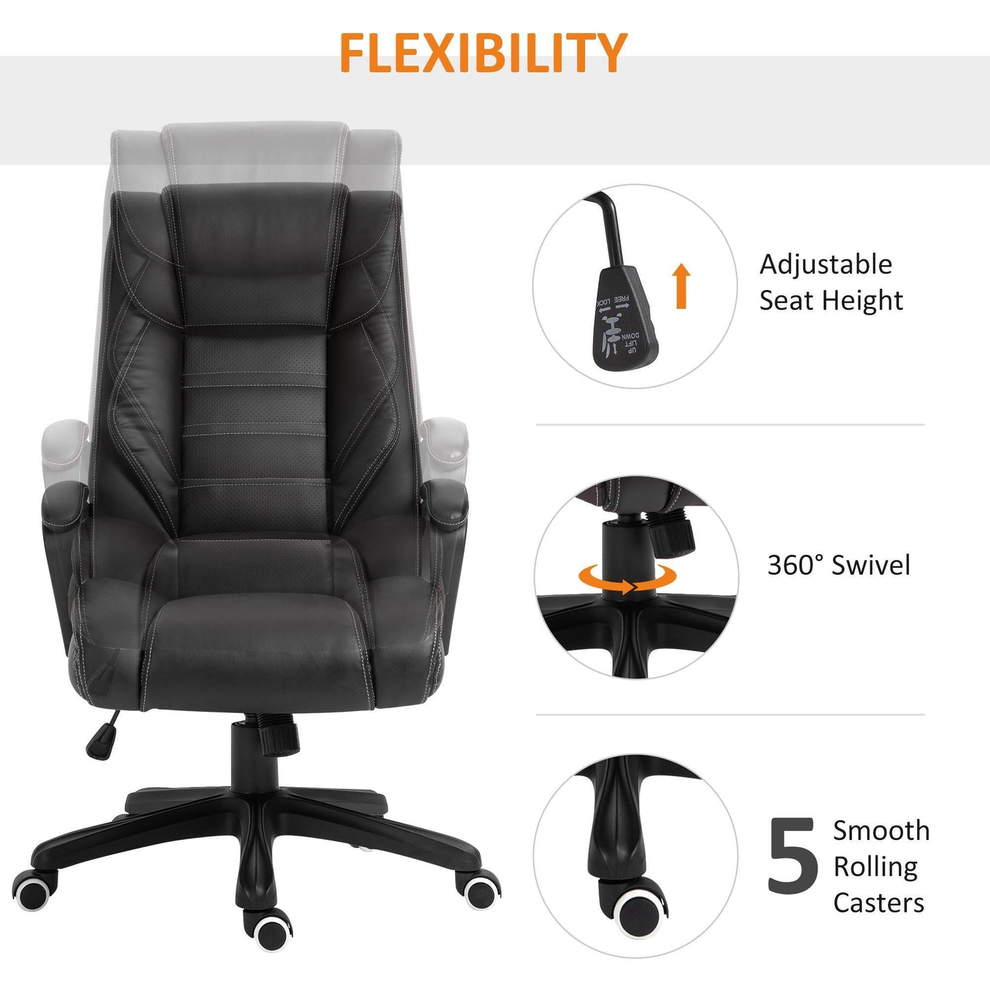 Vinsetto Executive Office Chair - Padded Swivel Massage (Black) - ALL4U RETAILER LTD