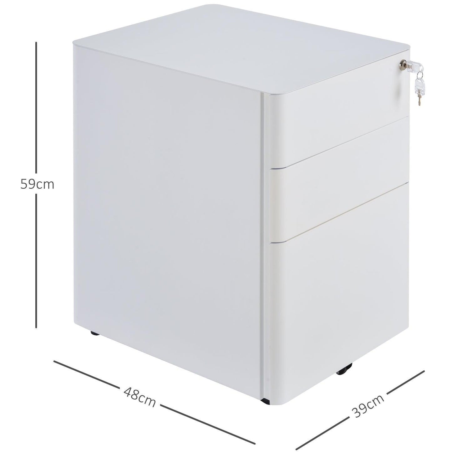 Vinsetto File Cabinet - Lockable 3-Drawer Steel Storage - ALL4U RETAILER LTD