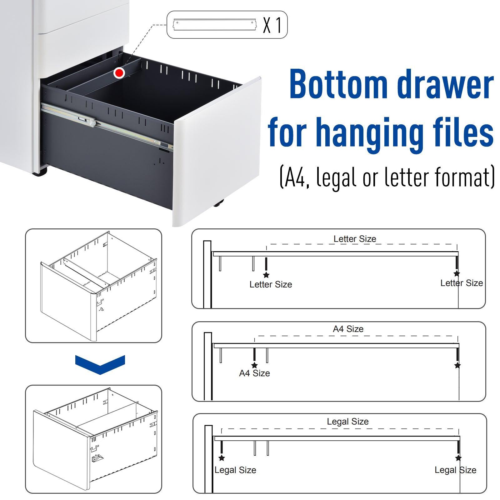 Vinsetto File Cabinet - Lockable 3-Drawer Steel Storage - ALL4U RETAILER LTD