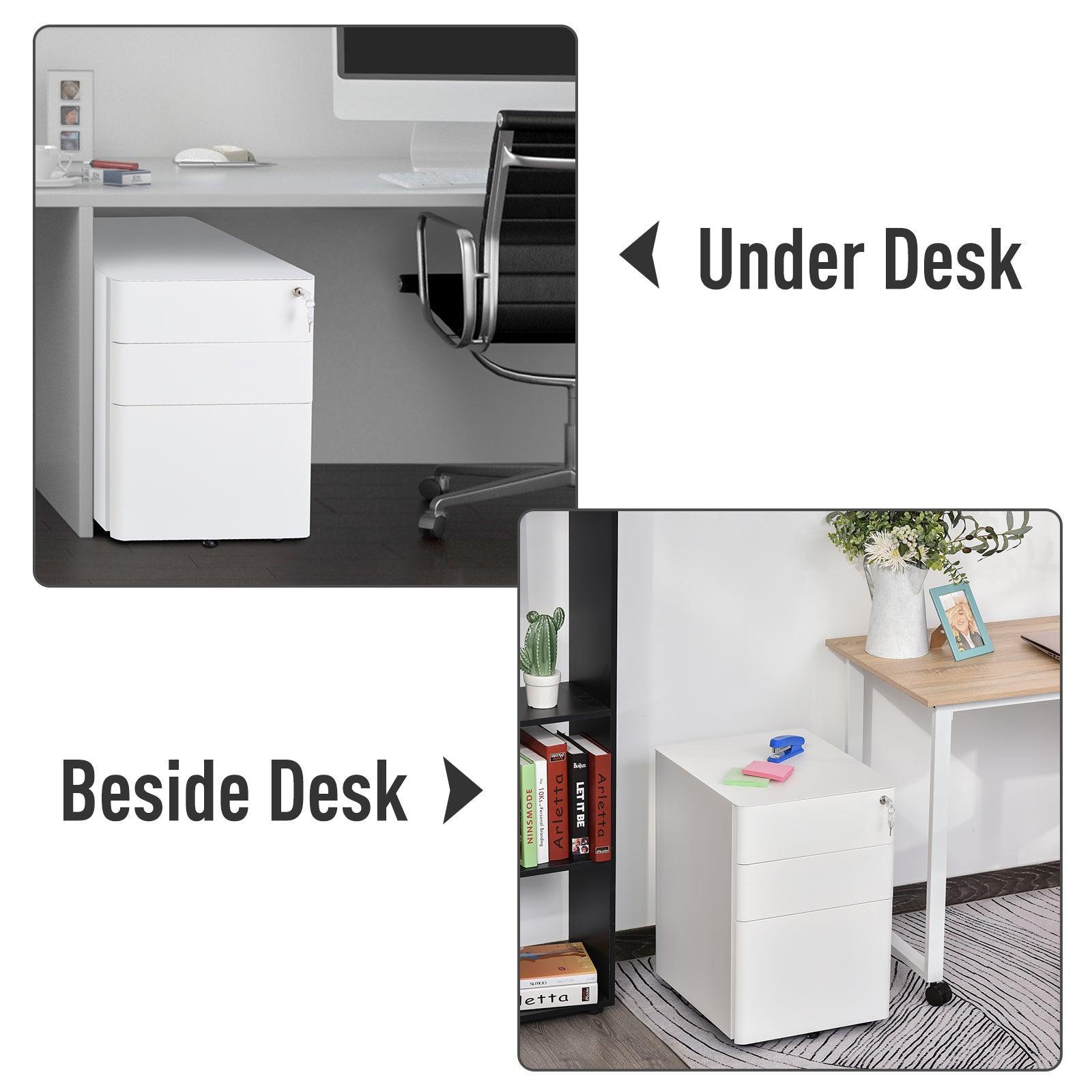 Vinsetto File Cabinet - Lockable 3-Drawer Steel Storage - ALL4U RETAILER LTD