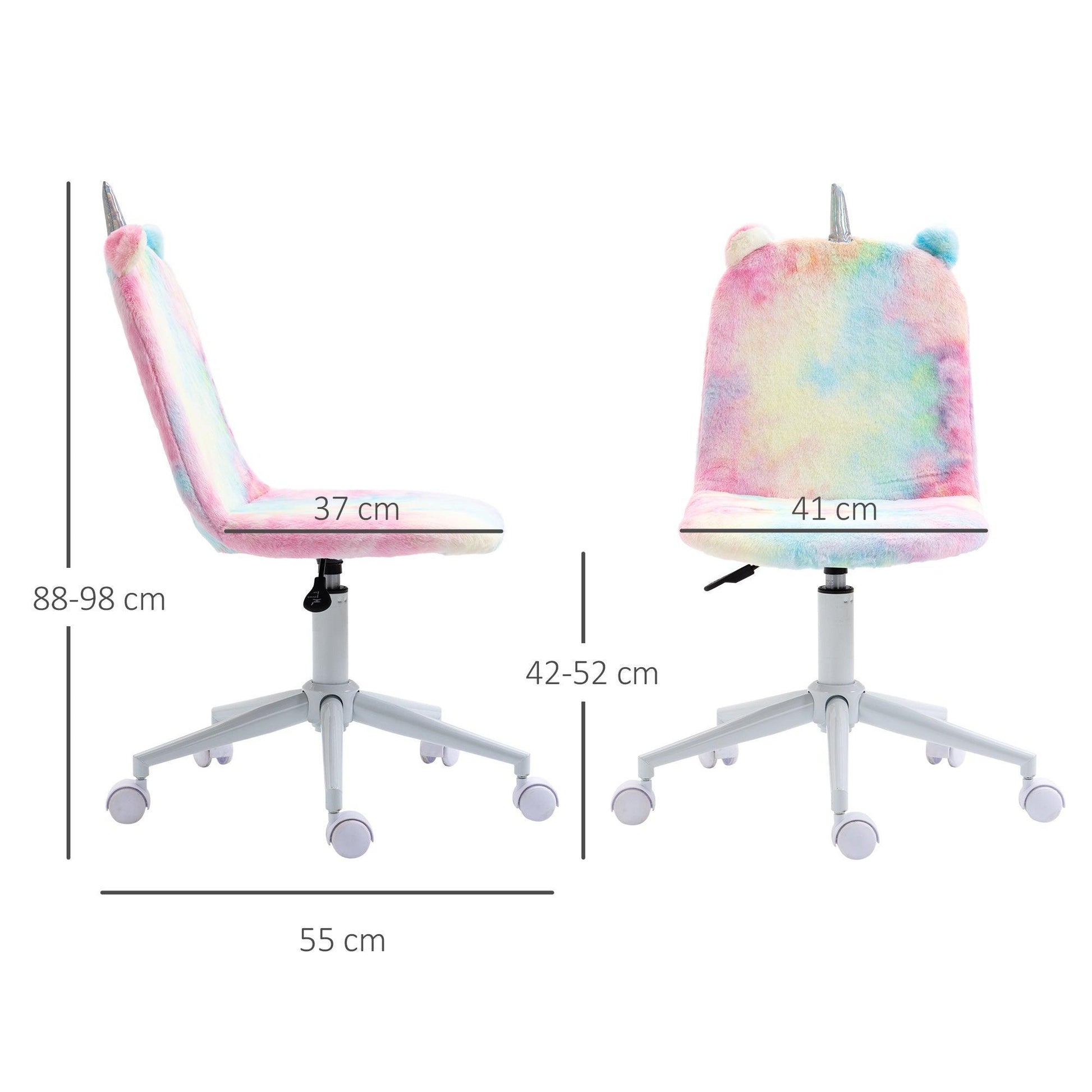 Vinsetto Fluffy Unicorn Chair, Swivel, Rainbow - Cute & Comfy - ALL4U RETAILER LTD