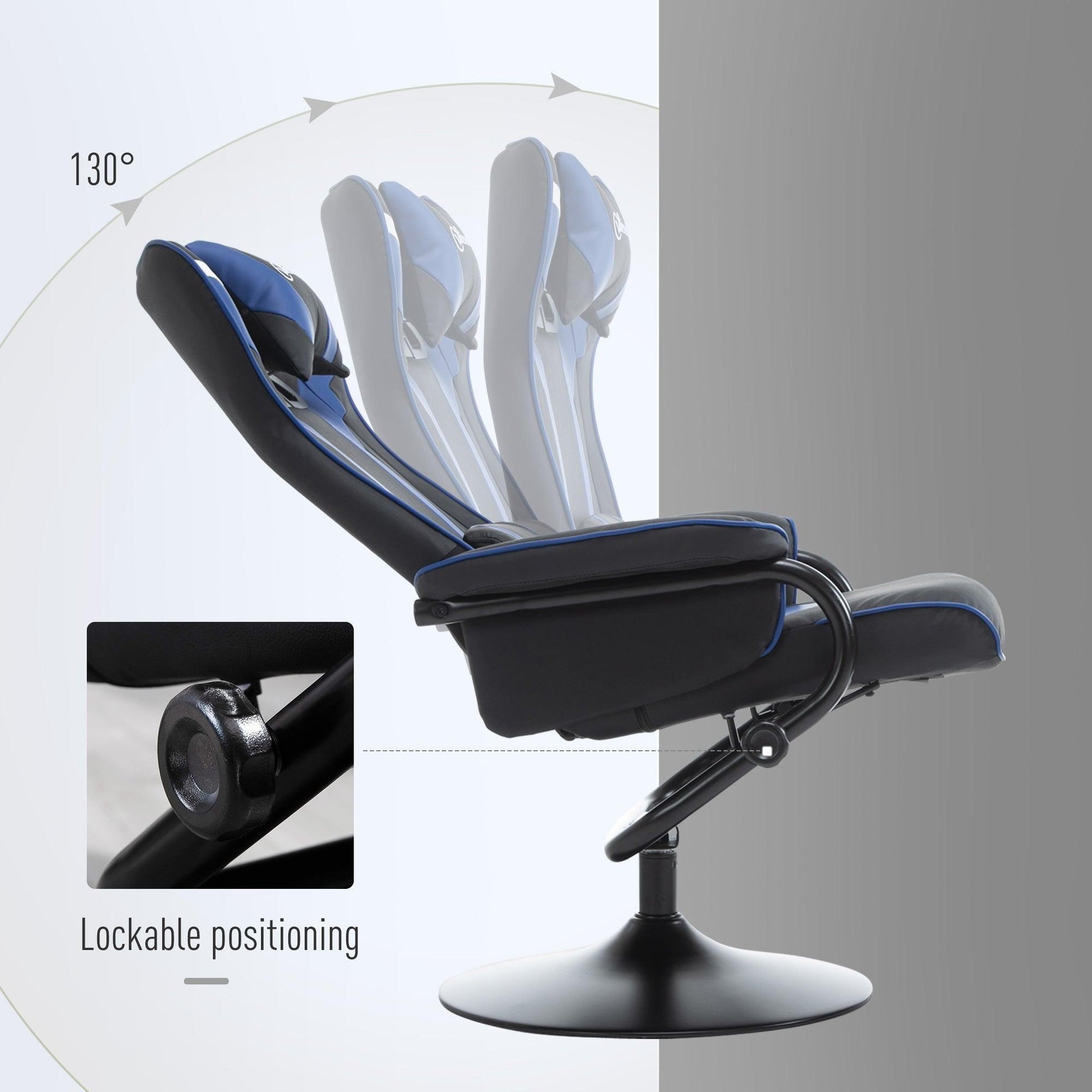 Vinsetto Gaming Chair Set with Footrest - Blue - ALL4U RETAILER LTD