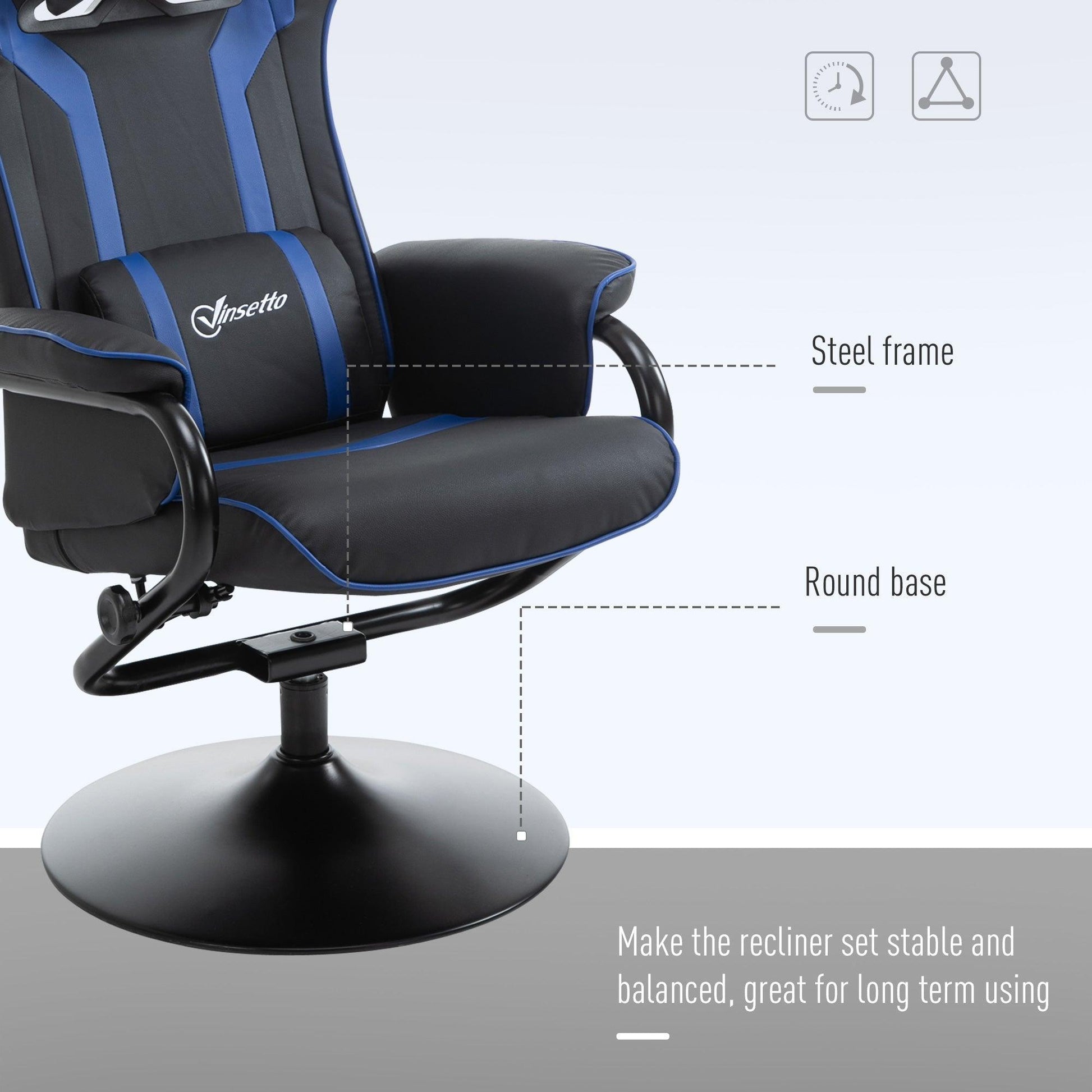 Vinsetto Gaming Chair Set with Footrest - Blue - ALL4U RETAILER LTD