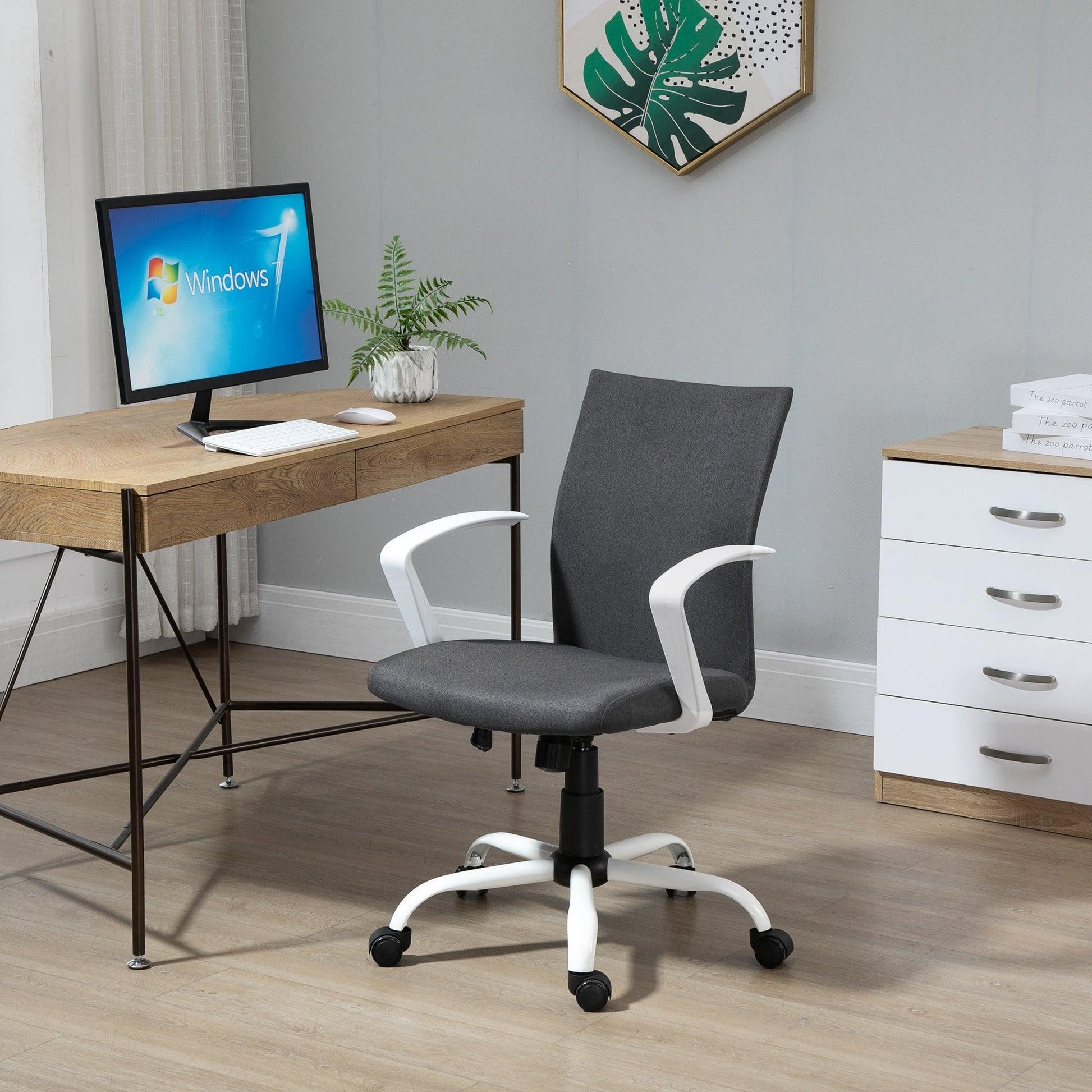 Vinsetto Grey Desk Chair with Armrests - ALL4U RETAILER LTD