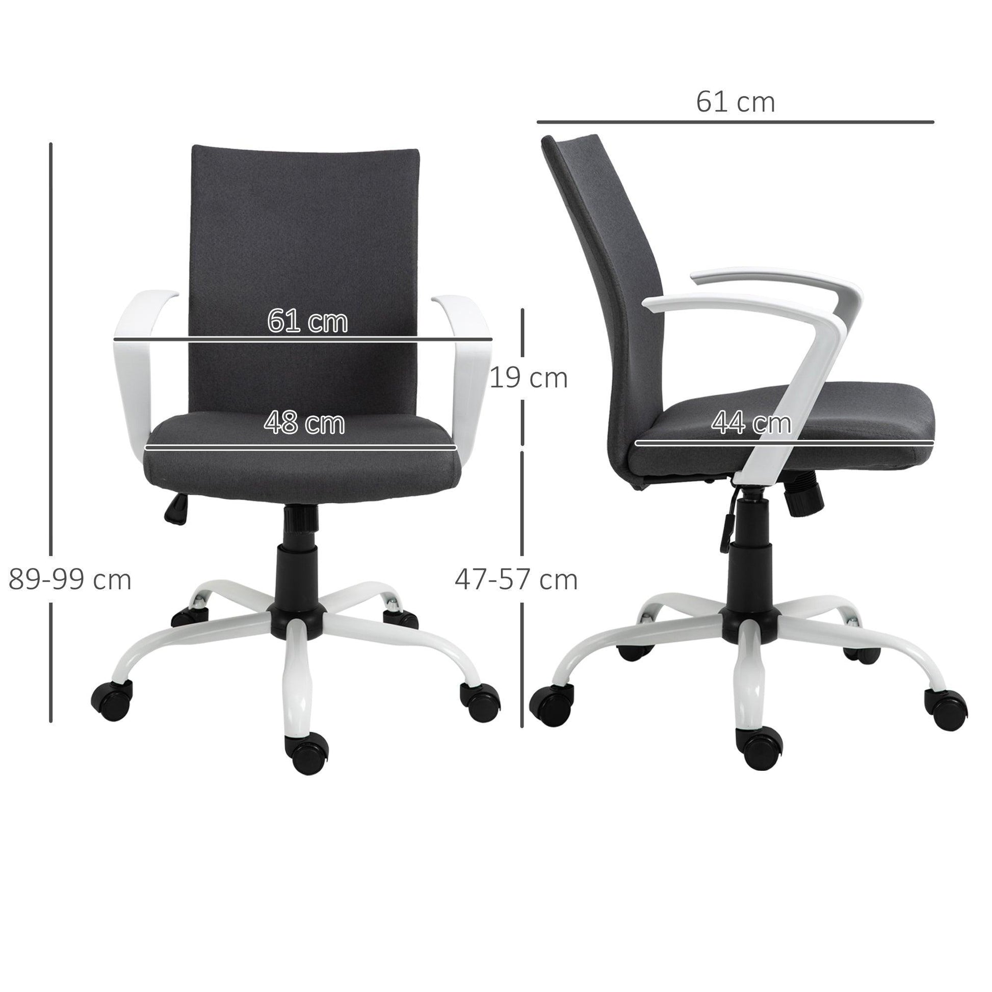 Vinsetto Grey Desk Chair with Armrests - ALL4U RETAILER LTD