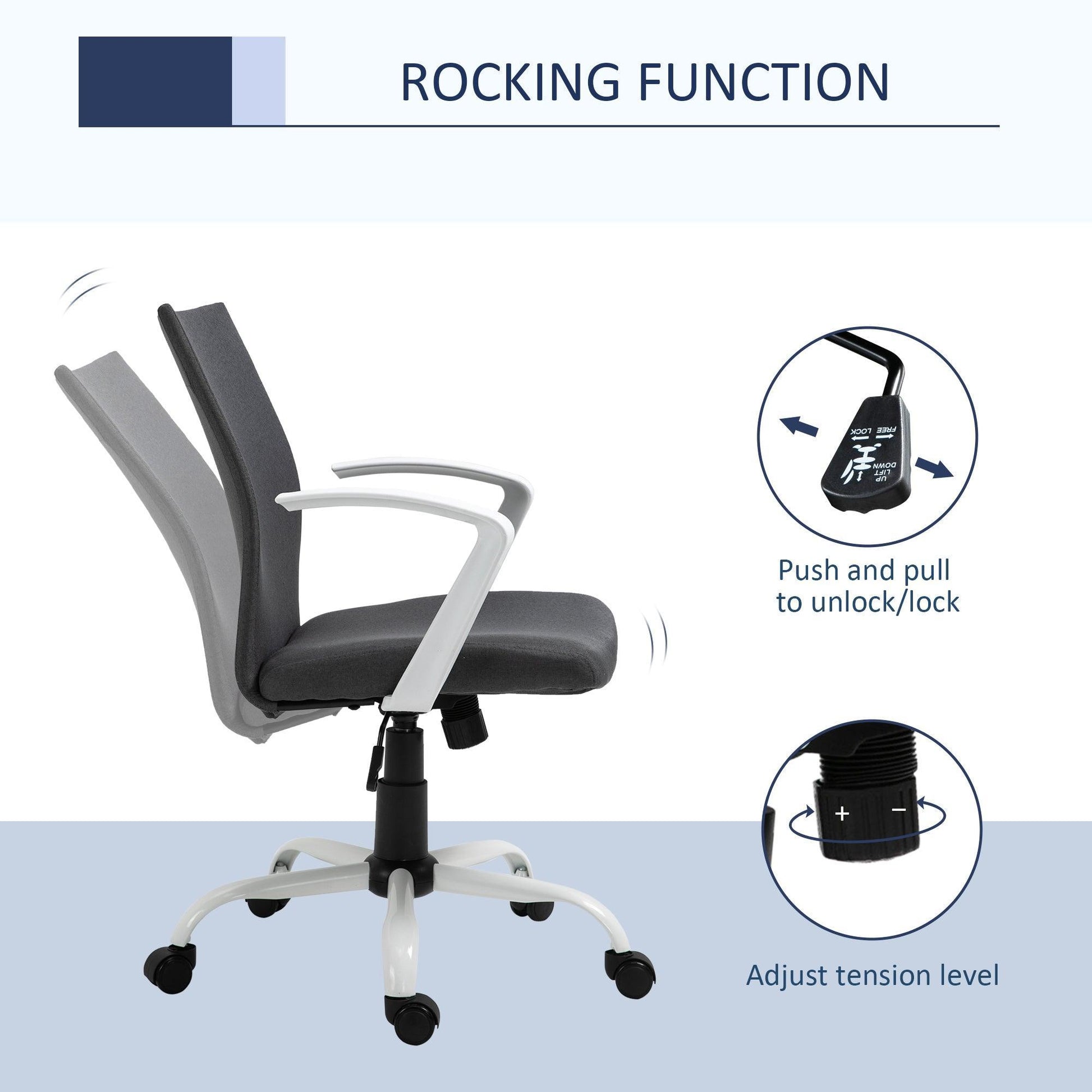 Vinsetto Grey Desk Chair with Armrests - ALL4U RETAILER LTD