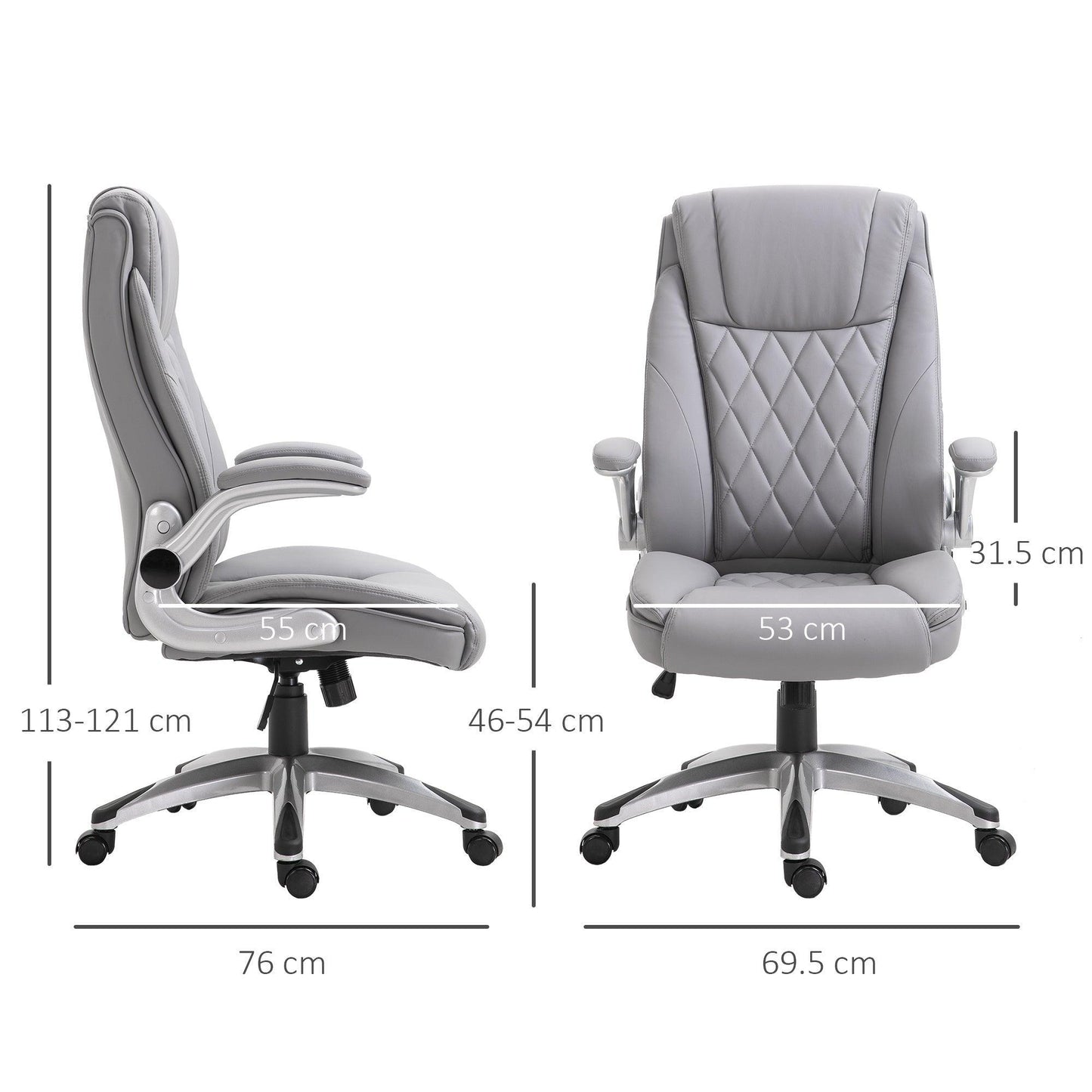 Vinsetto Grey Executive Swivel Chair with Armrests - ALL4U RETAILER LTD