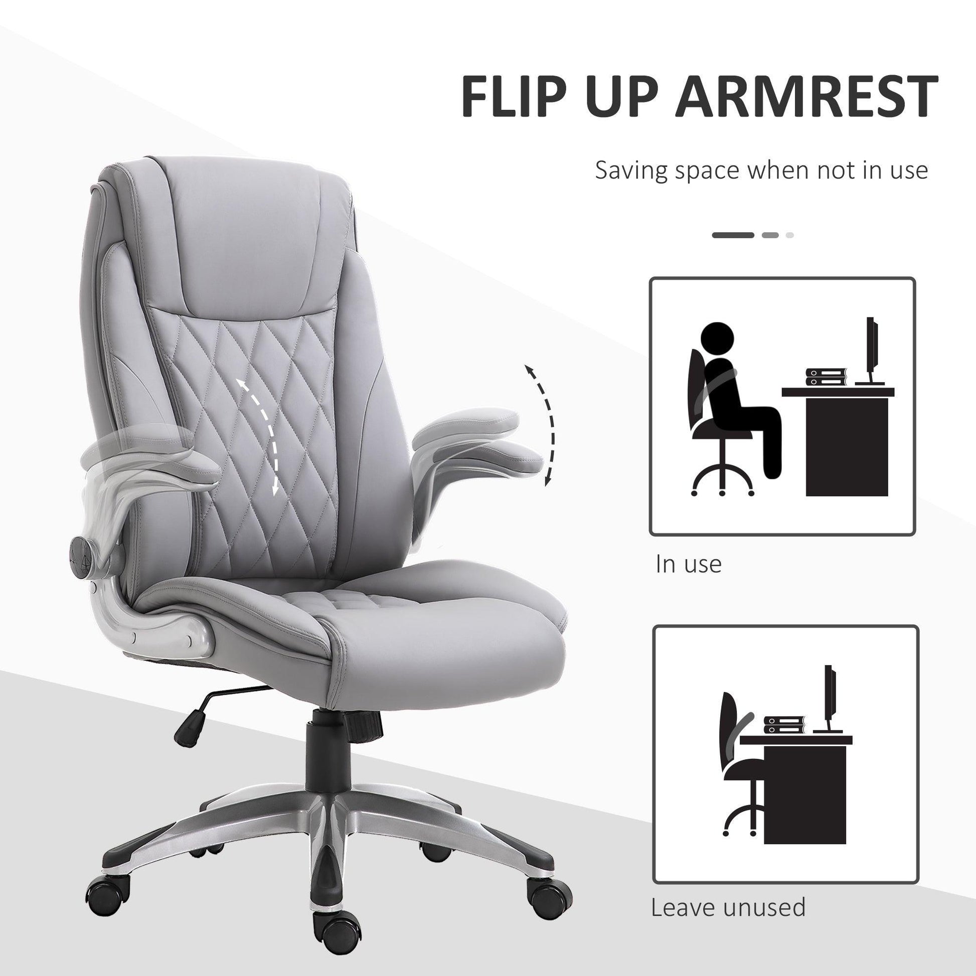 Vinsetto Grey Executive Swivel Chair with Armrests - ALL4U RETAILER LTD